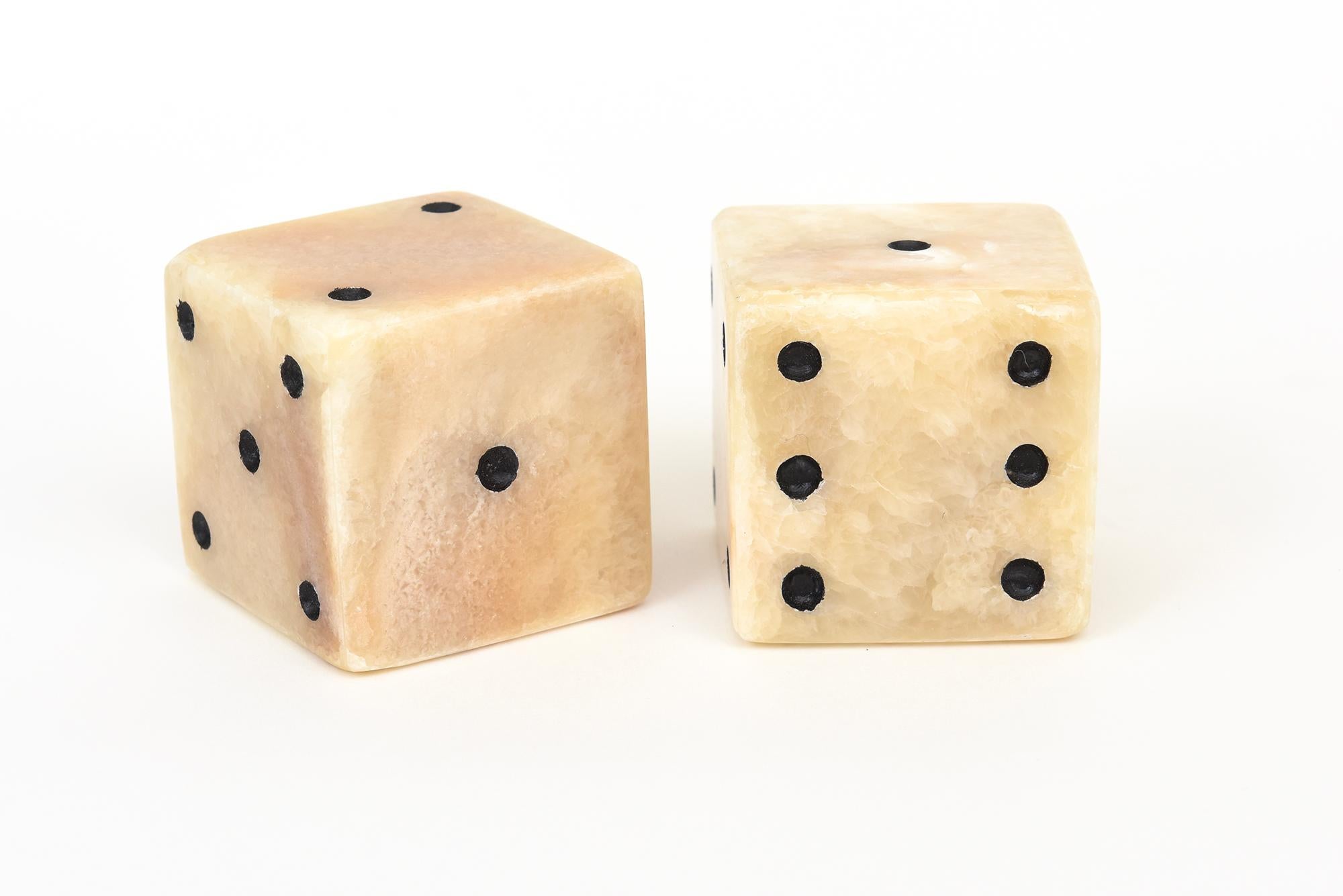 American Pair of Limited Edition Square Onyx Dice Sculpture or Desk Accessory