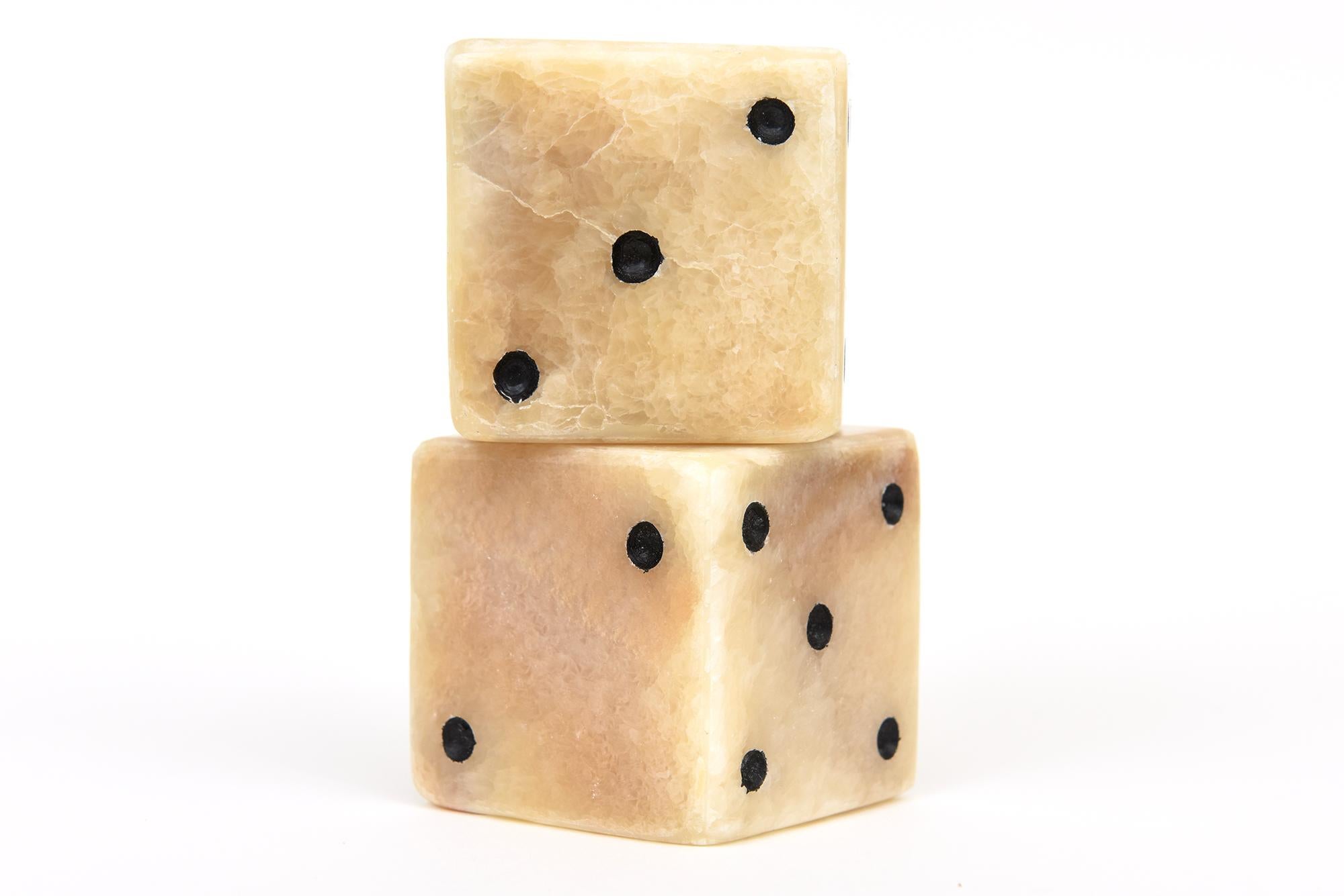 Contemporary Pair of Limited Edition Square Onyx Dice Sculpture or Desk Accessory