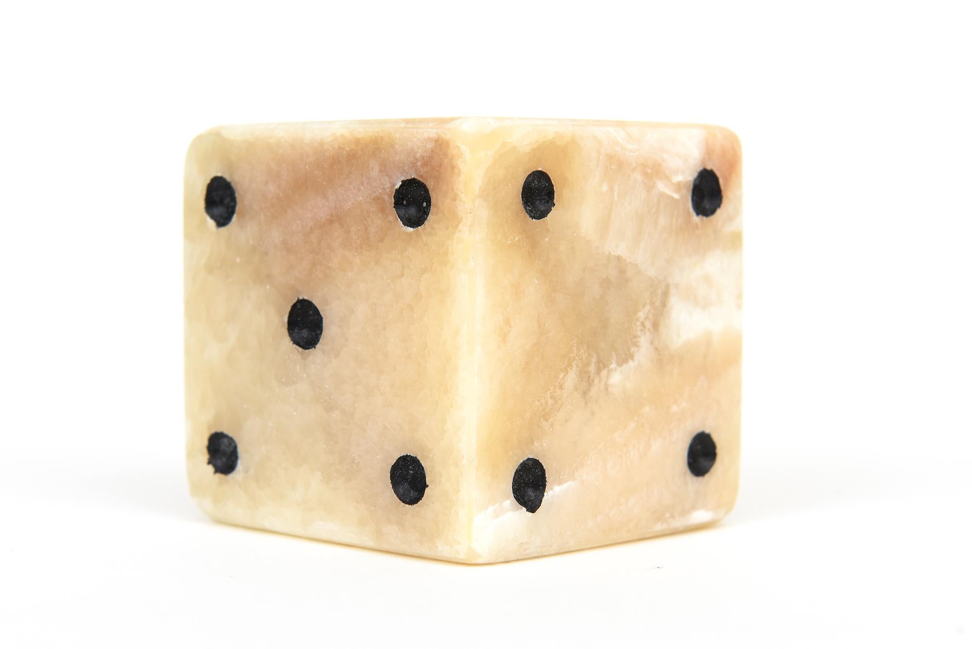 Pair of Limited Edition Square Onyx Dice Sculpture or Desk Accessory 1