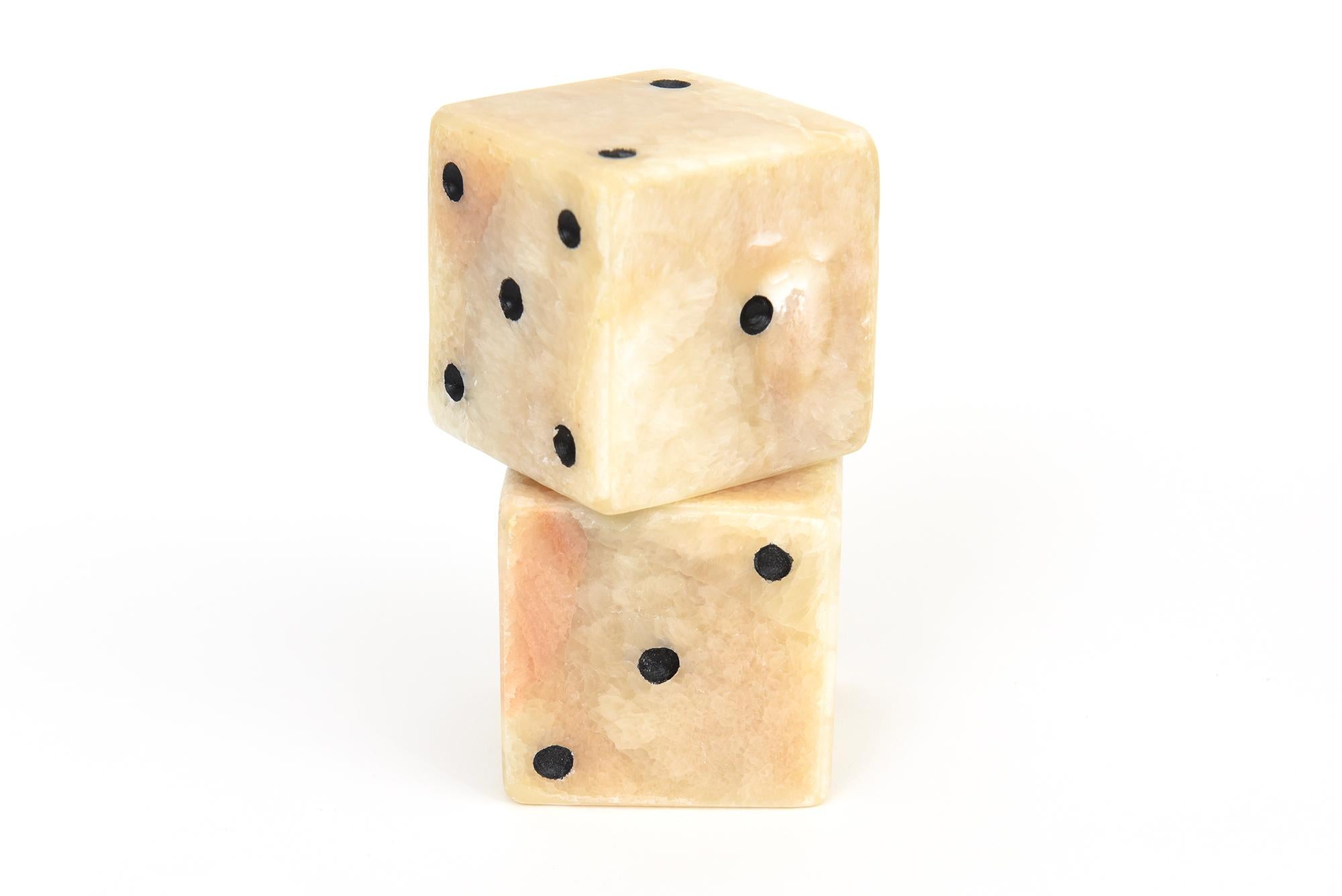 Pair of Limited Edition Square Onyx Dice Sculpture or Desk Accessory 2