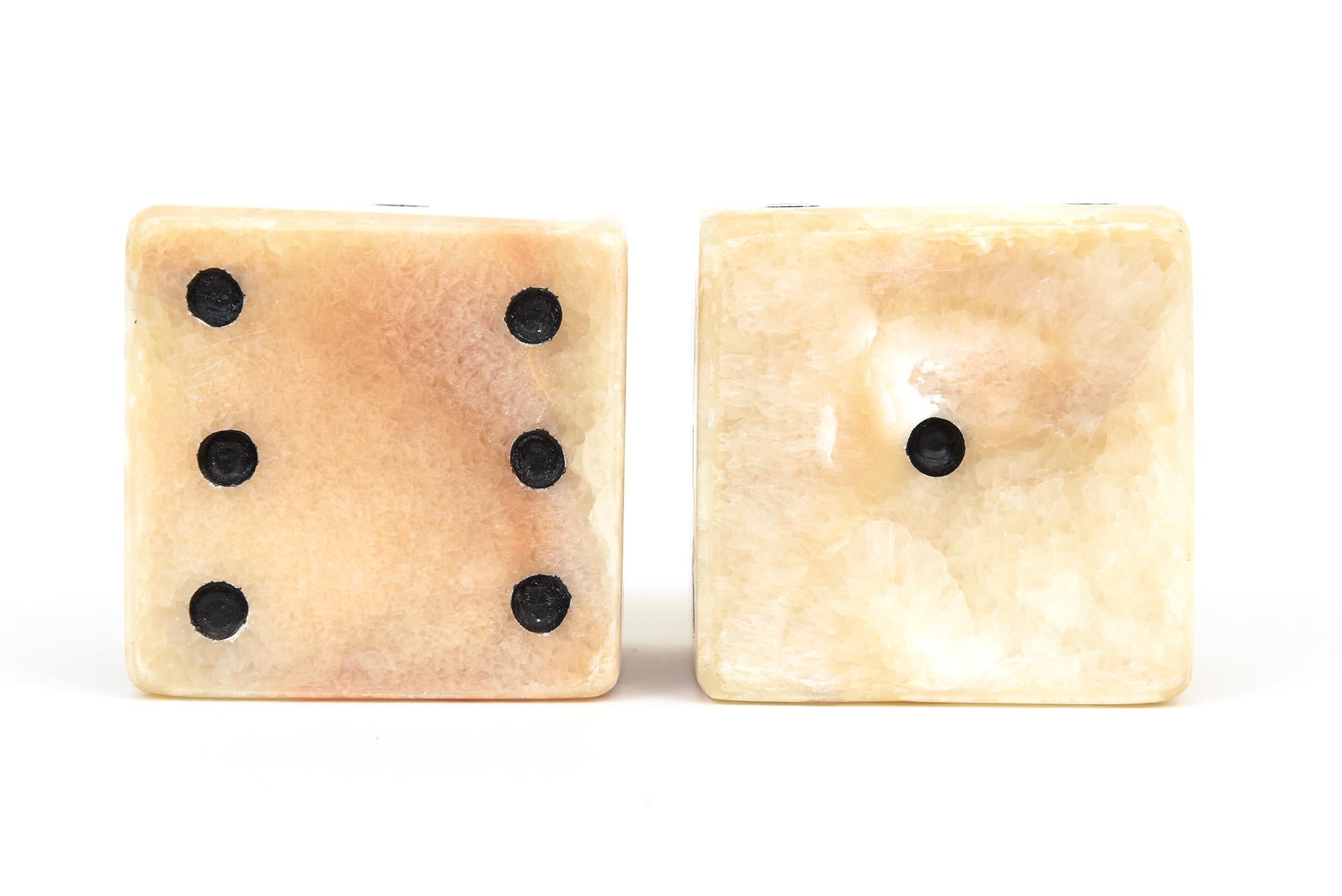 Pair of Limited Edition Square Onyx Dice Sculpture or Desk Accessory 3