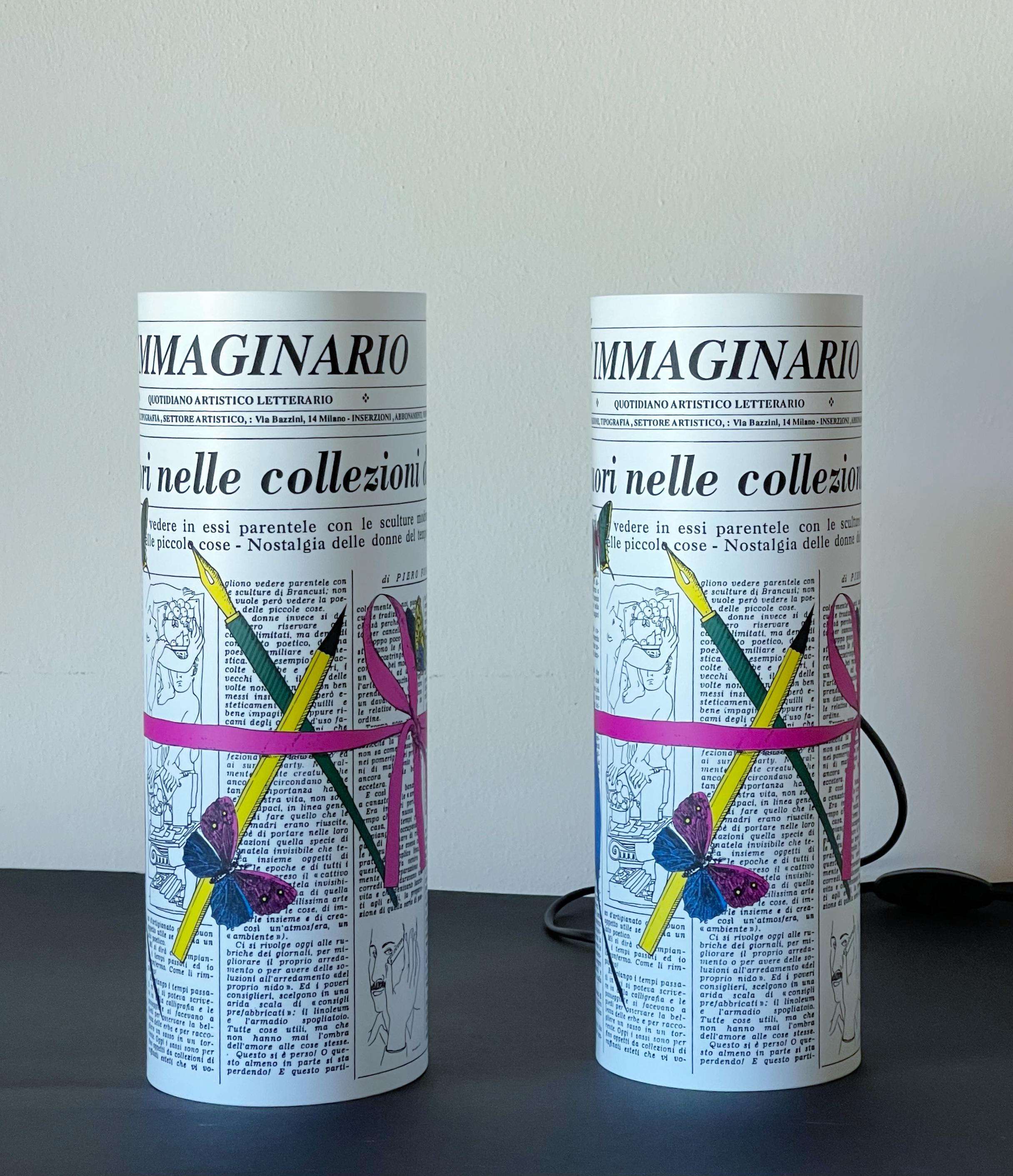 Mid-Century Modern FORNASETTI Pair of L'Immaginario Table Lamps by Fornasetti For Sale