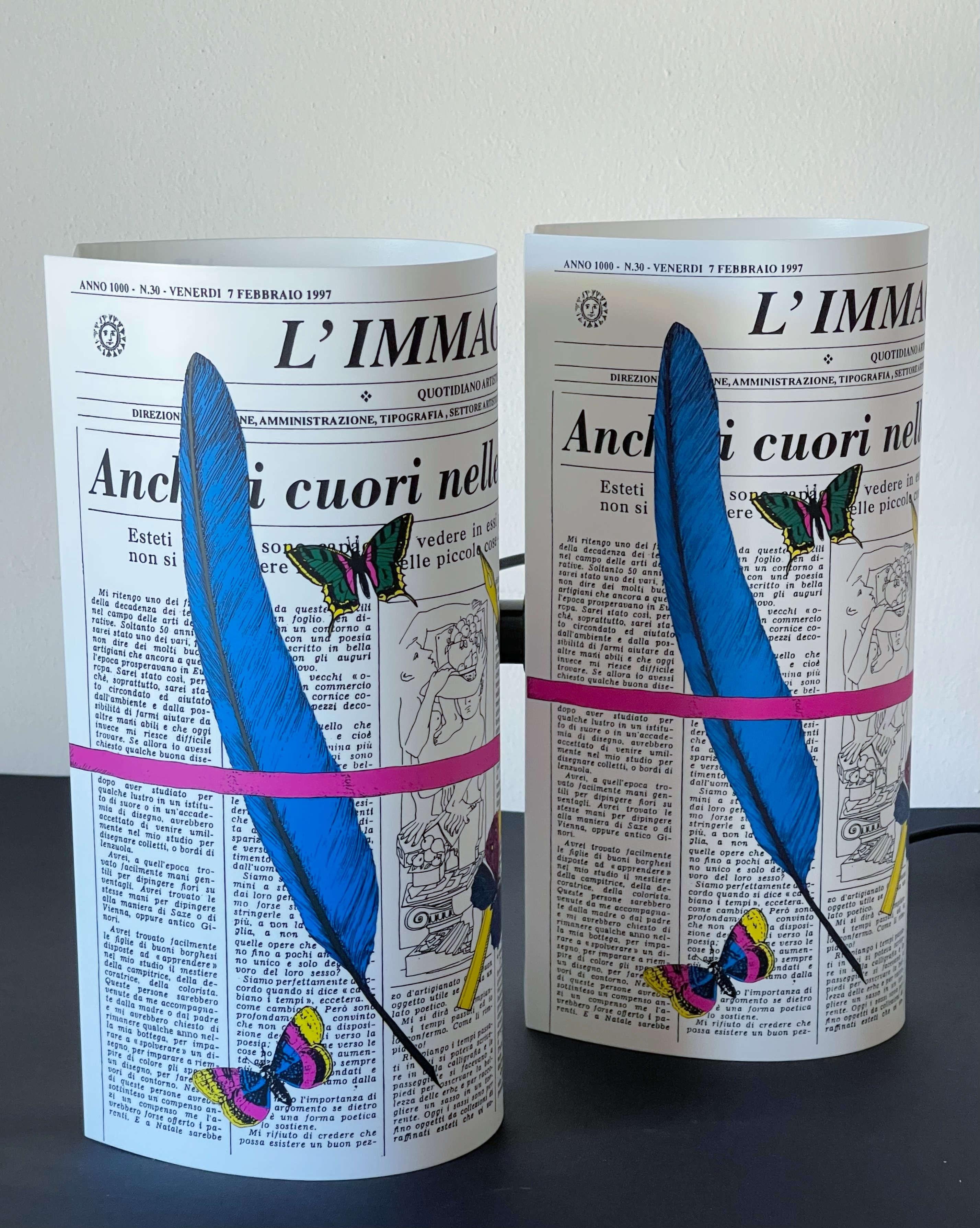 Italian FORNASETTI Pair of L'Immaginario Table Lamps by Fornasetti For Sale