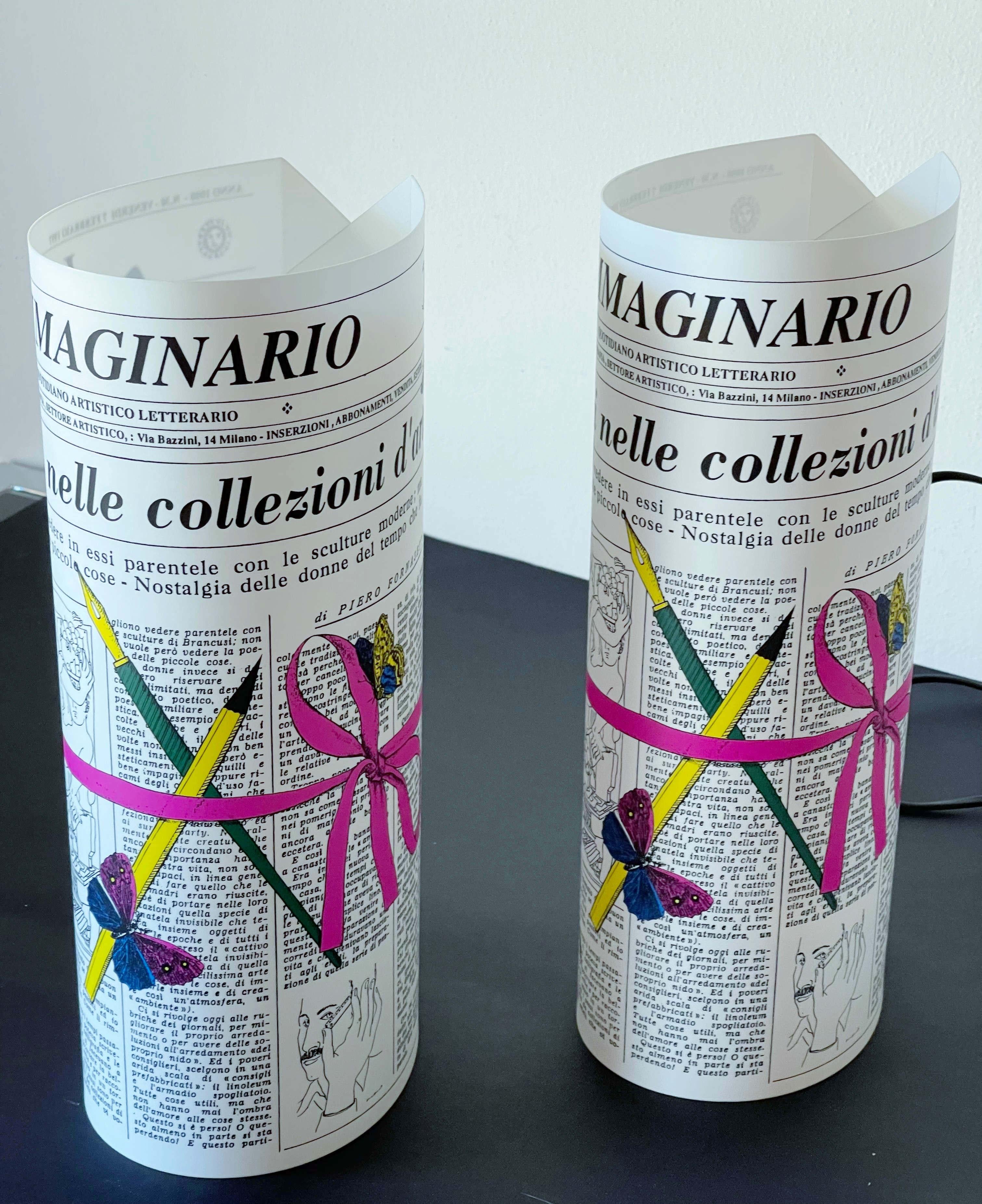 FORNASETTI Pair of L'Immaginario Table Lamps by Fornasetti In Good Condition For Sale In Los Angeles, CA