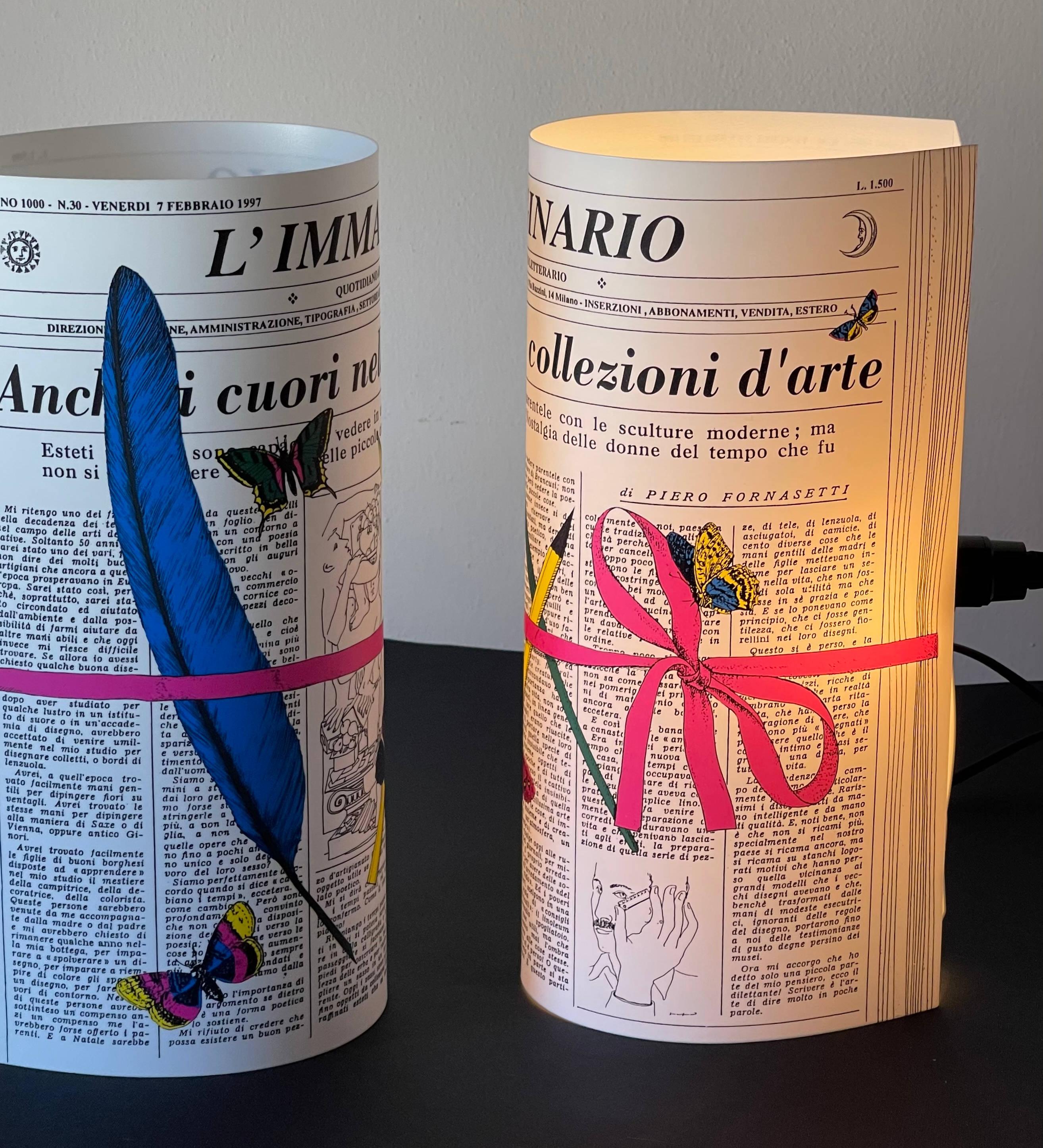 Plexiglass FORNASETTI Pair of L'Immaginario Table Lamps by Fornasetti For Sale