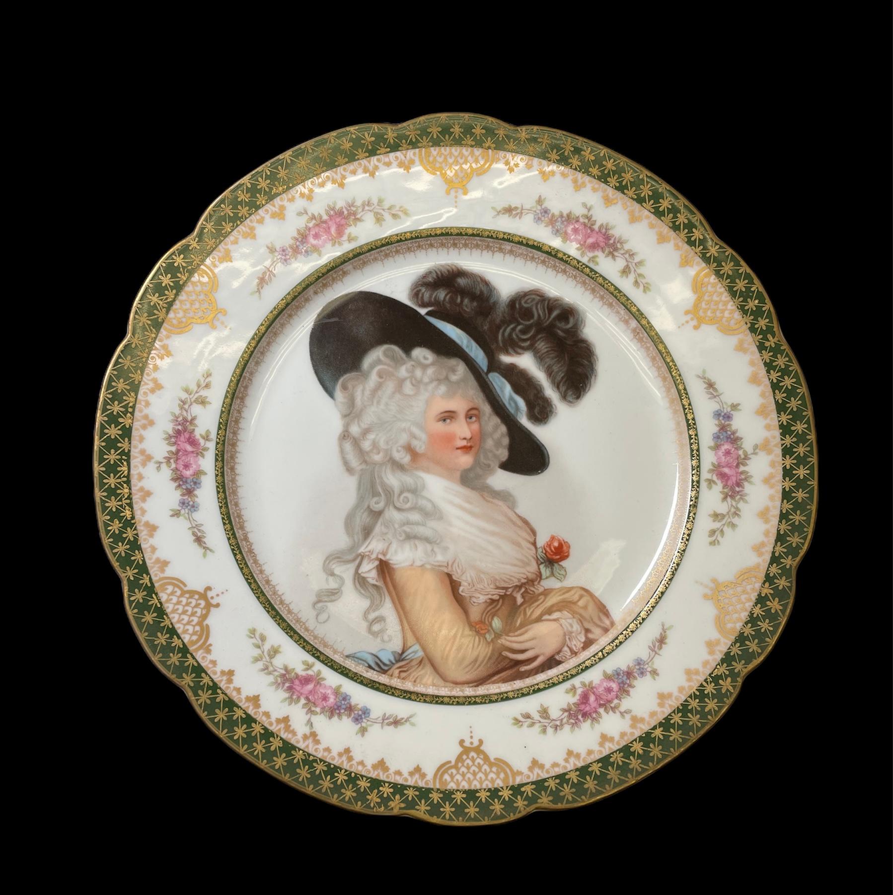 19th Century Pair of Limoges and Royal Vienna Porcelain Portraits Gilt Framed Plates For Sale