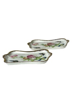 Pareja de platos de baratijas de porcelana de Limoges