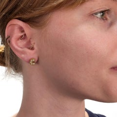 Pair of Linda Lee Johnson Diamond & Gold Horseshoe Palio Stud Earrings