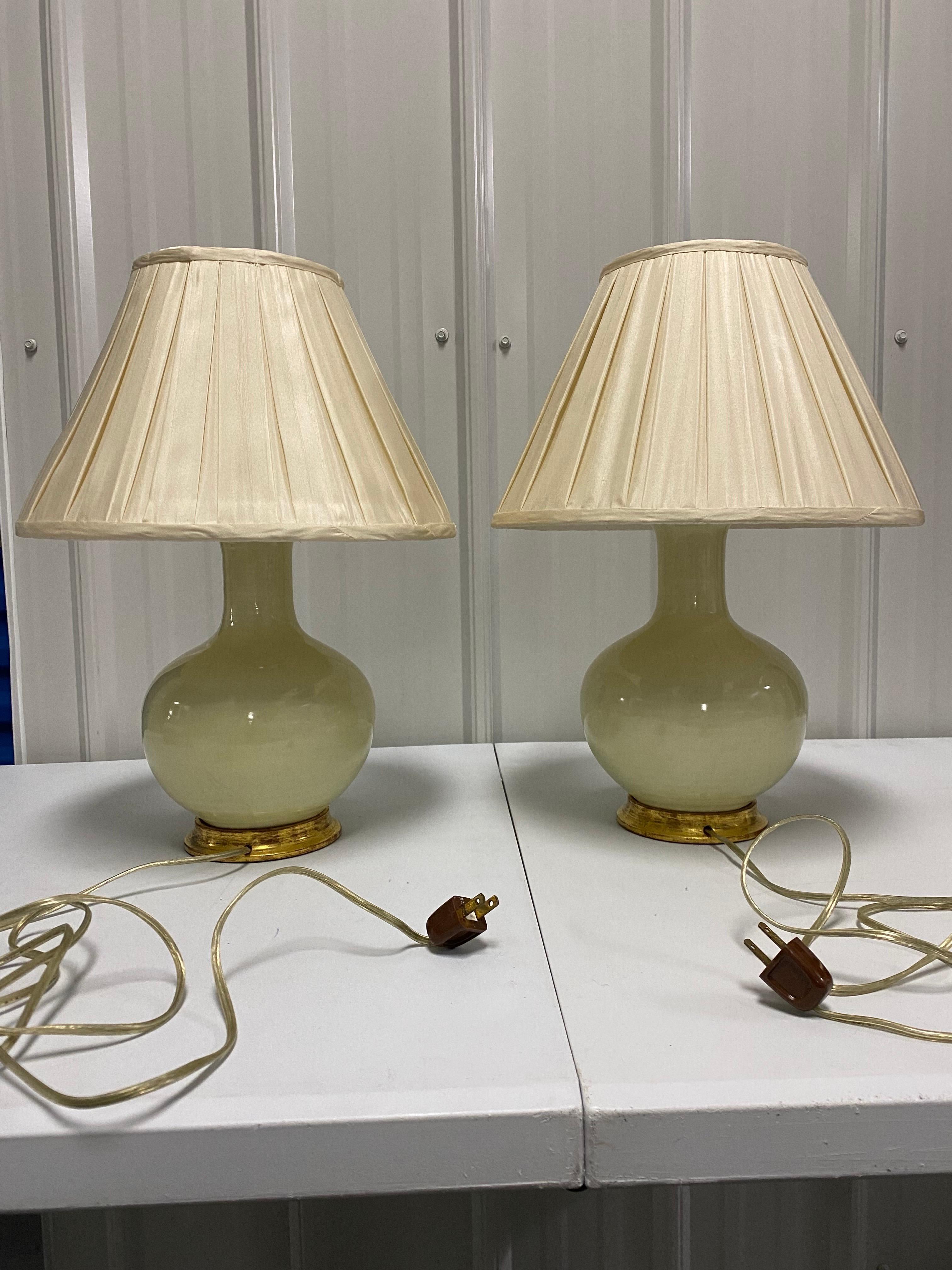 American Pair of Lindsay Lamps in Sesame by Christopher Spitzmiller For Sale