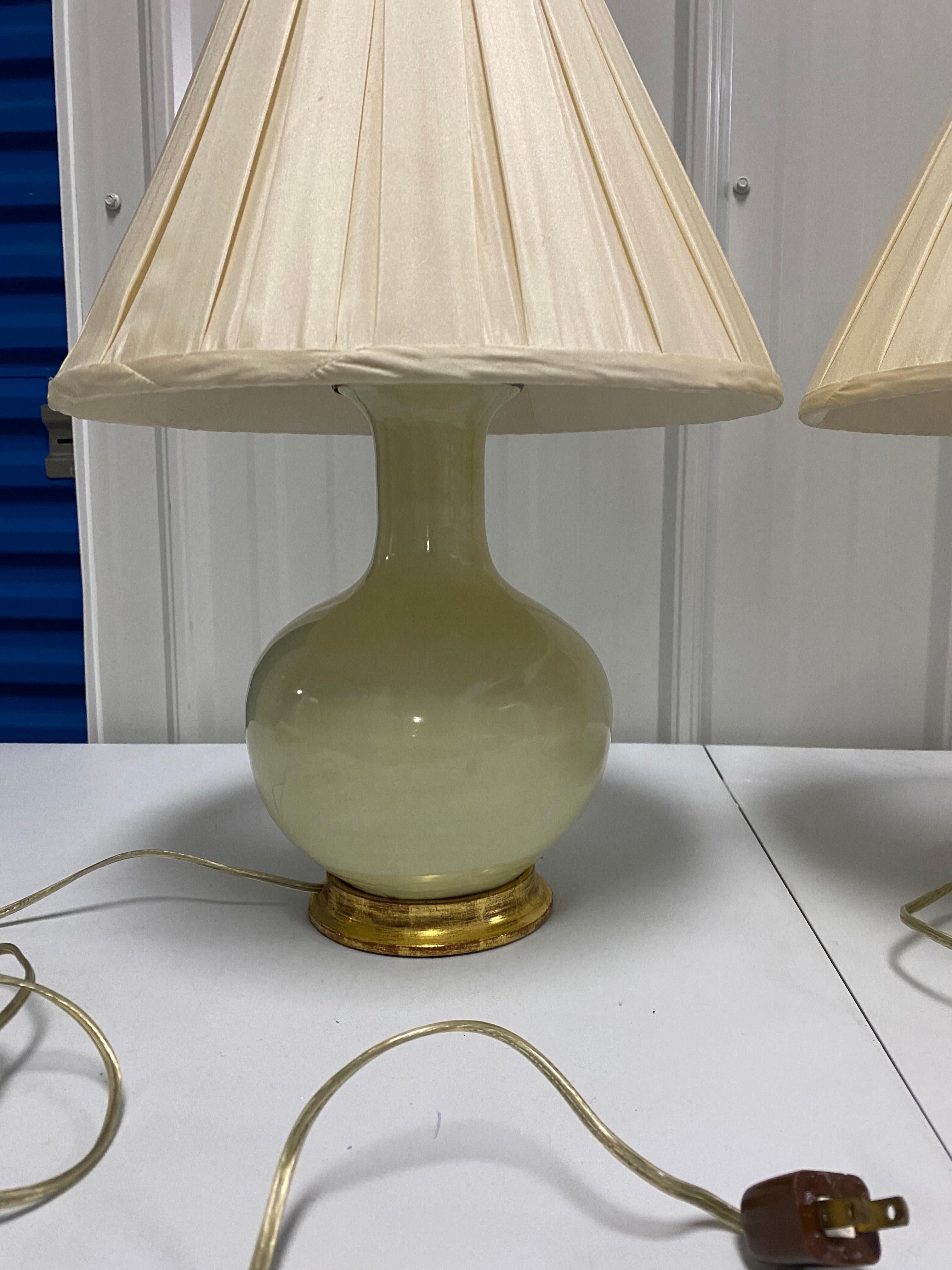 Ceramic Pair of Lindsay Lamps in Sesame by Christopher Spitzmiller For Sale