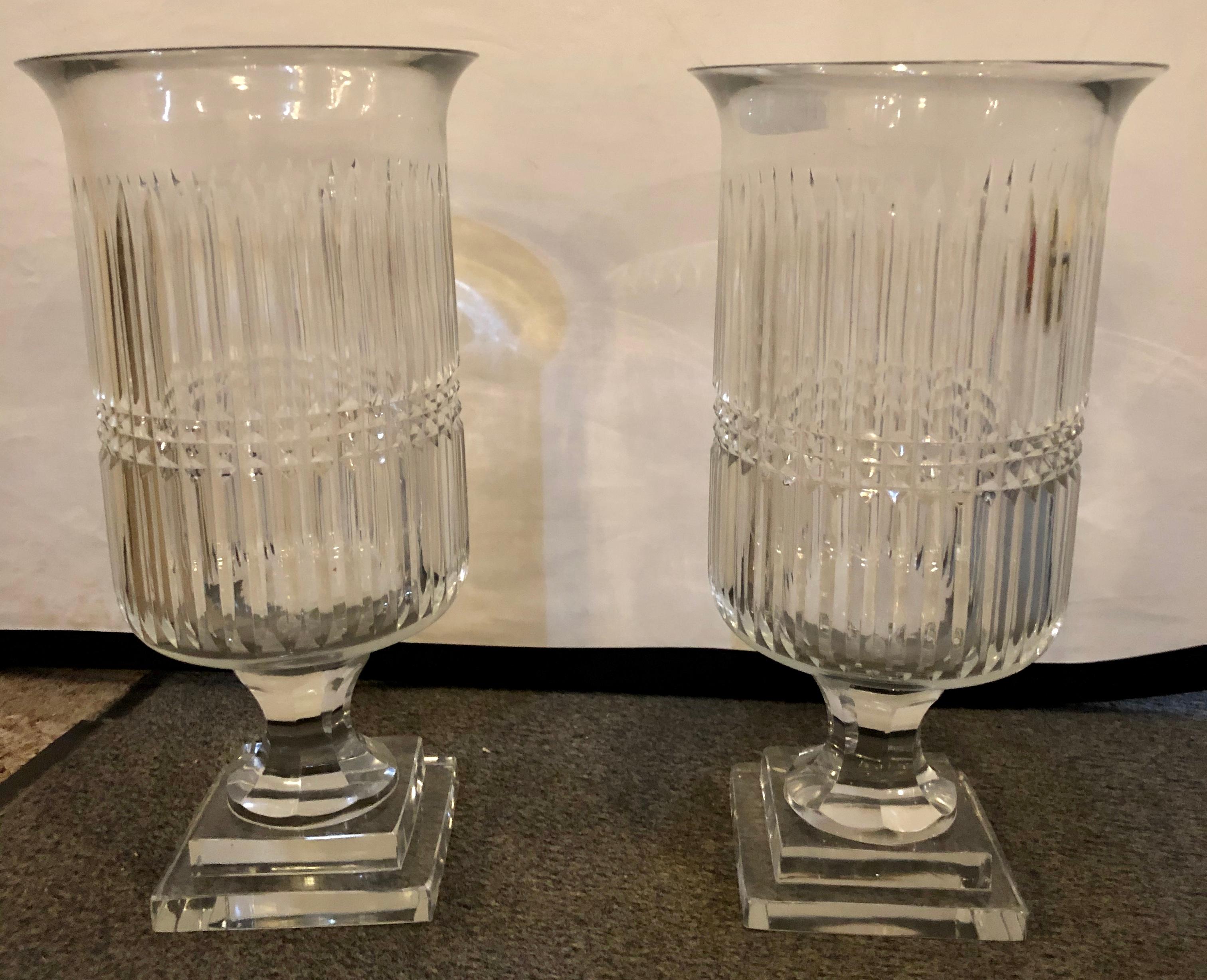 Pair of linear crystal hurricane jars
X.