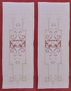 Pair of Linen Embroidered Curtains