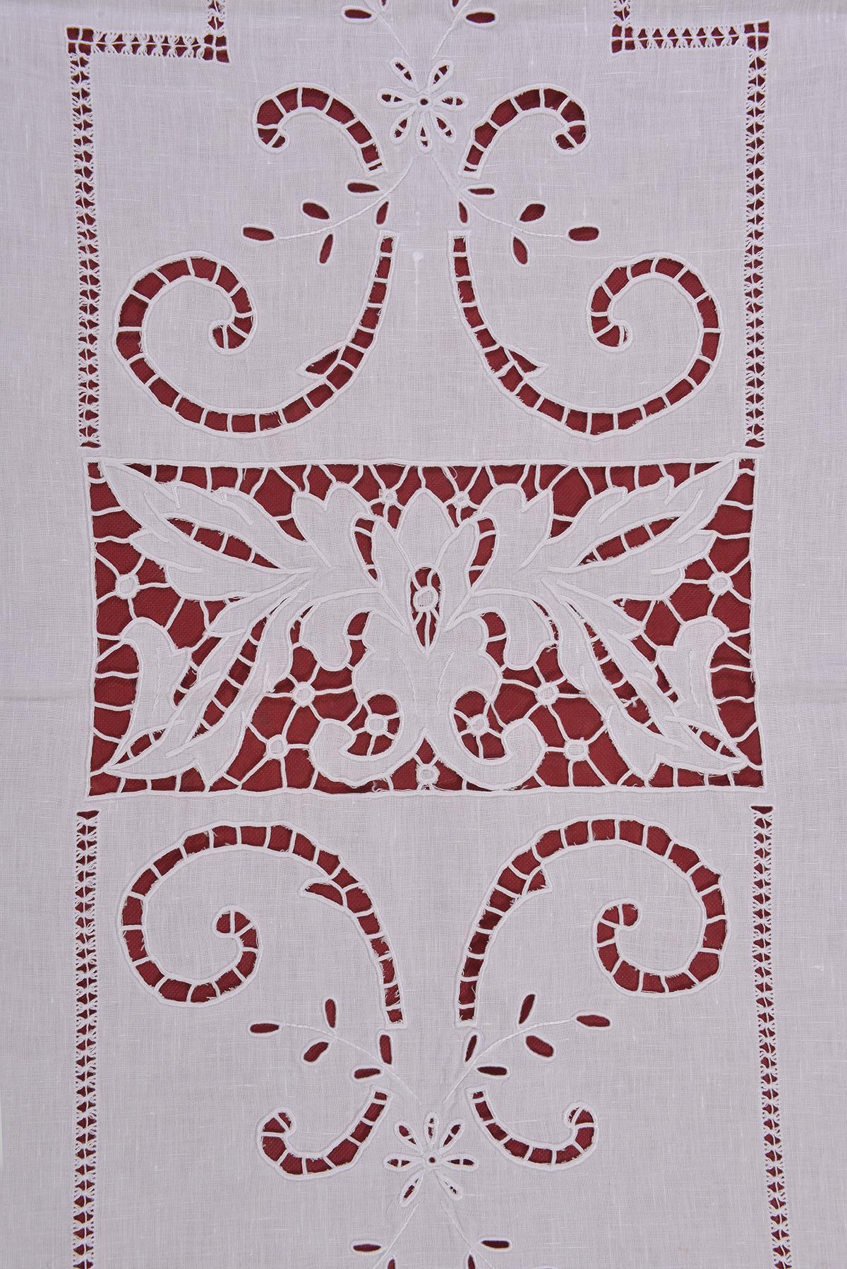 Hand-Woven Pair of Linen Embroidered Curtains For Sale