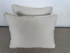 Pair of Rococo Linen Embroidered Pillows by Melissa Levinson, USA