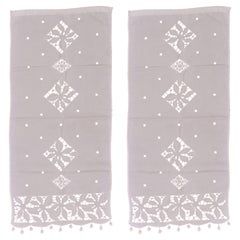 Pair of Linen Hand-Embroidered Curtains