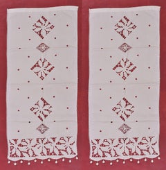 Pair of Linen Hand-Embroidered Curtains