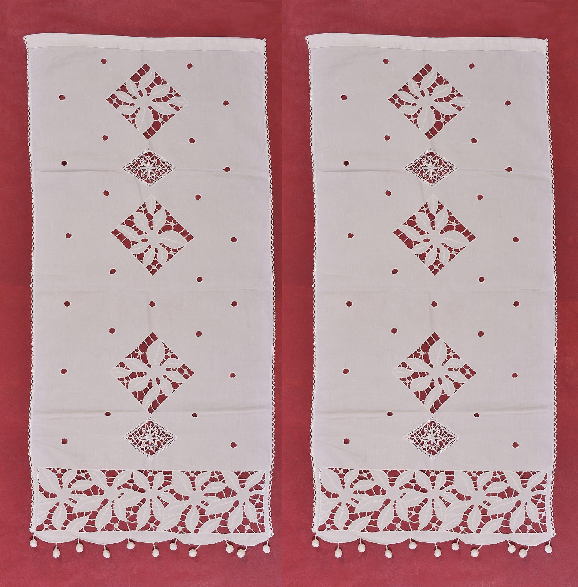 Other Pair of Linen Hand-Embroidered Curtains For Sale