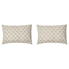Pair of Linen Pillow Cushions - Baies Pattern - Designed and Made in Paris