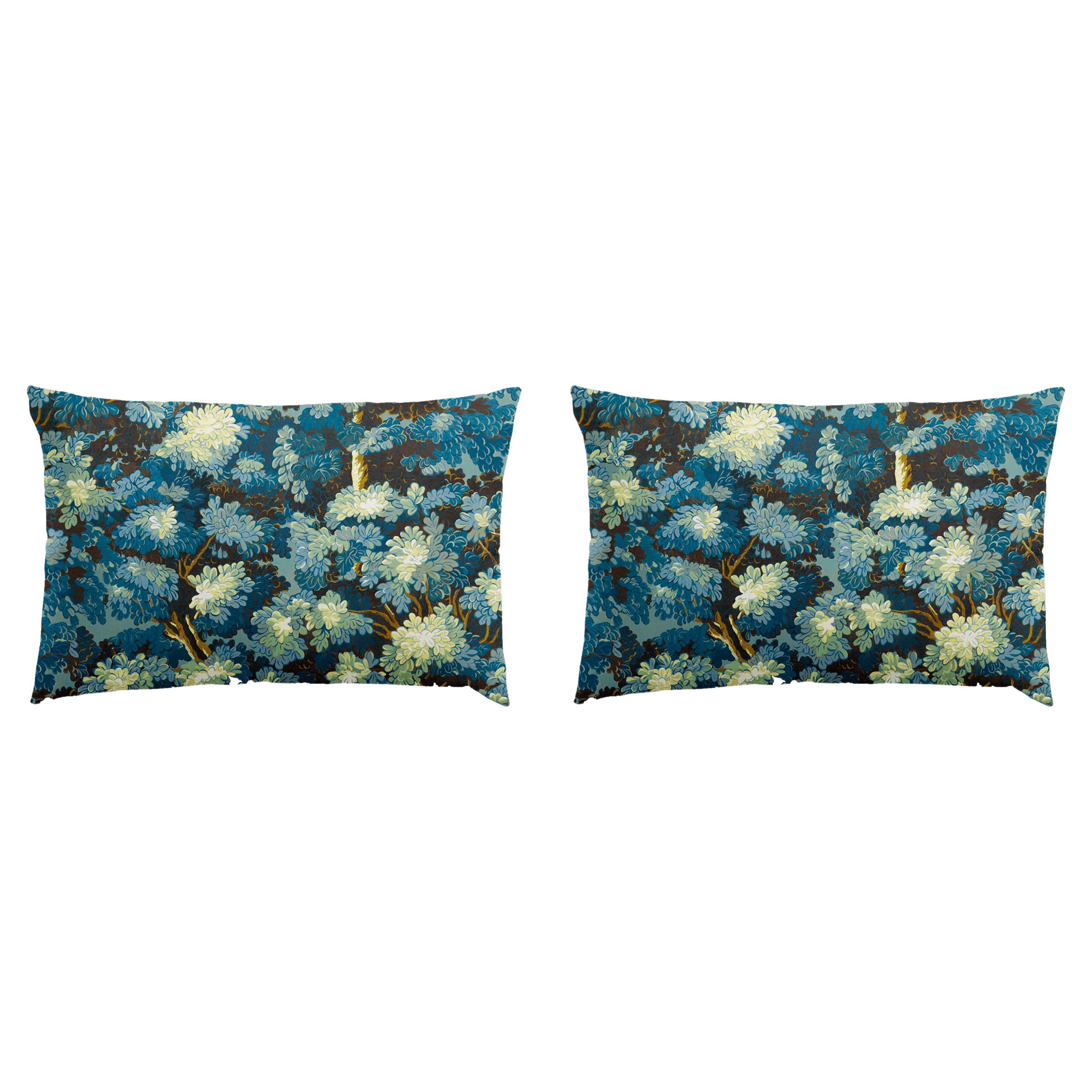 Pair of Linen Pillow Cushions - Joli Bois pattern - Designed and Made in Paris