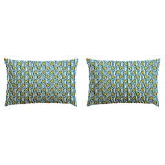 Pair of Linen Pillow Cushions - Tison pattern - Designed and Made in Paris