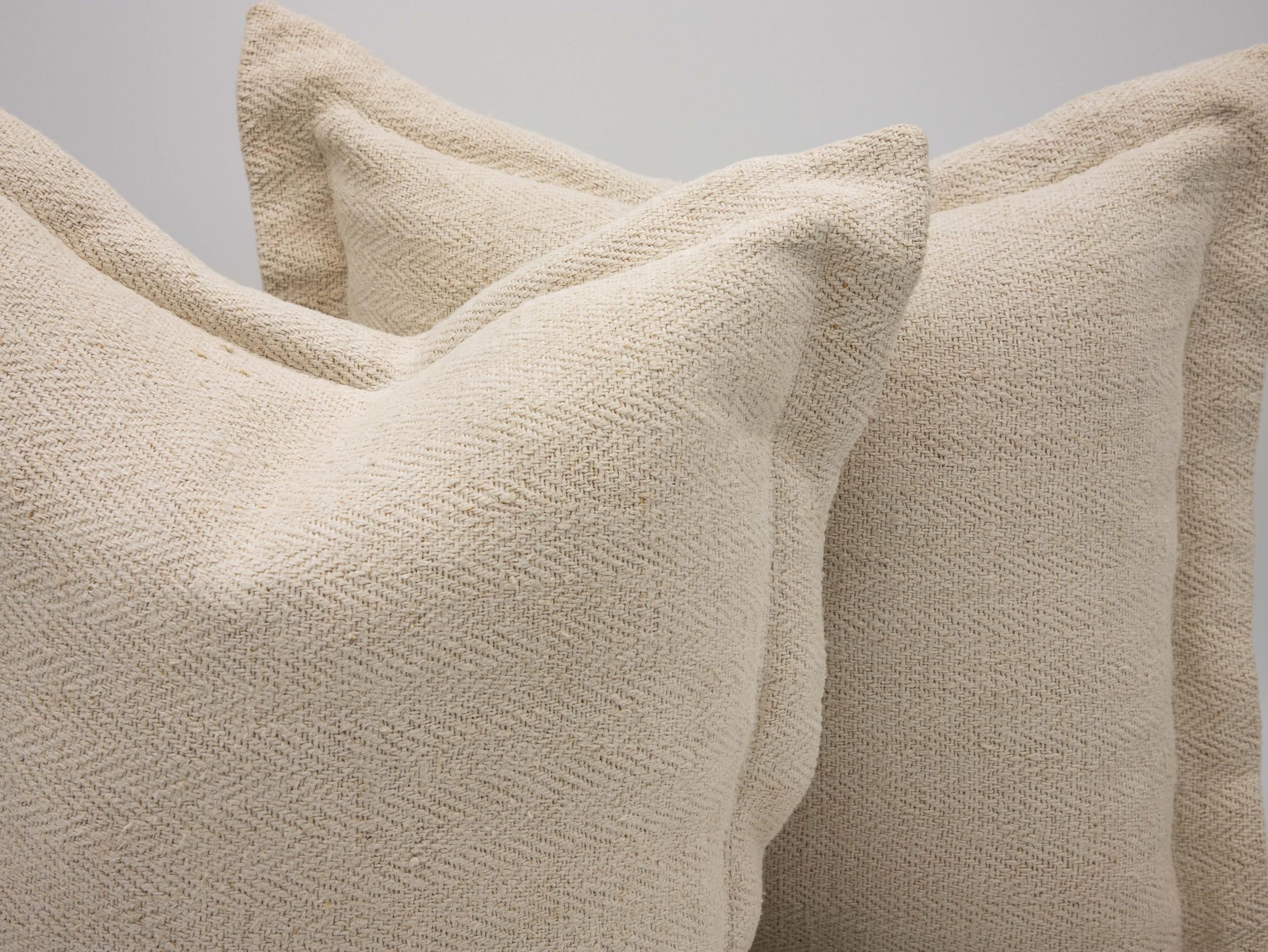 British Pair of Linen Pillows For Sale