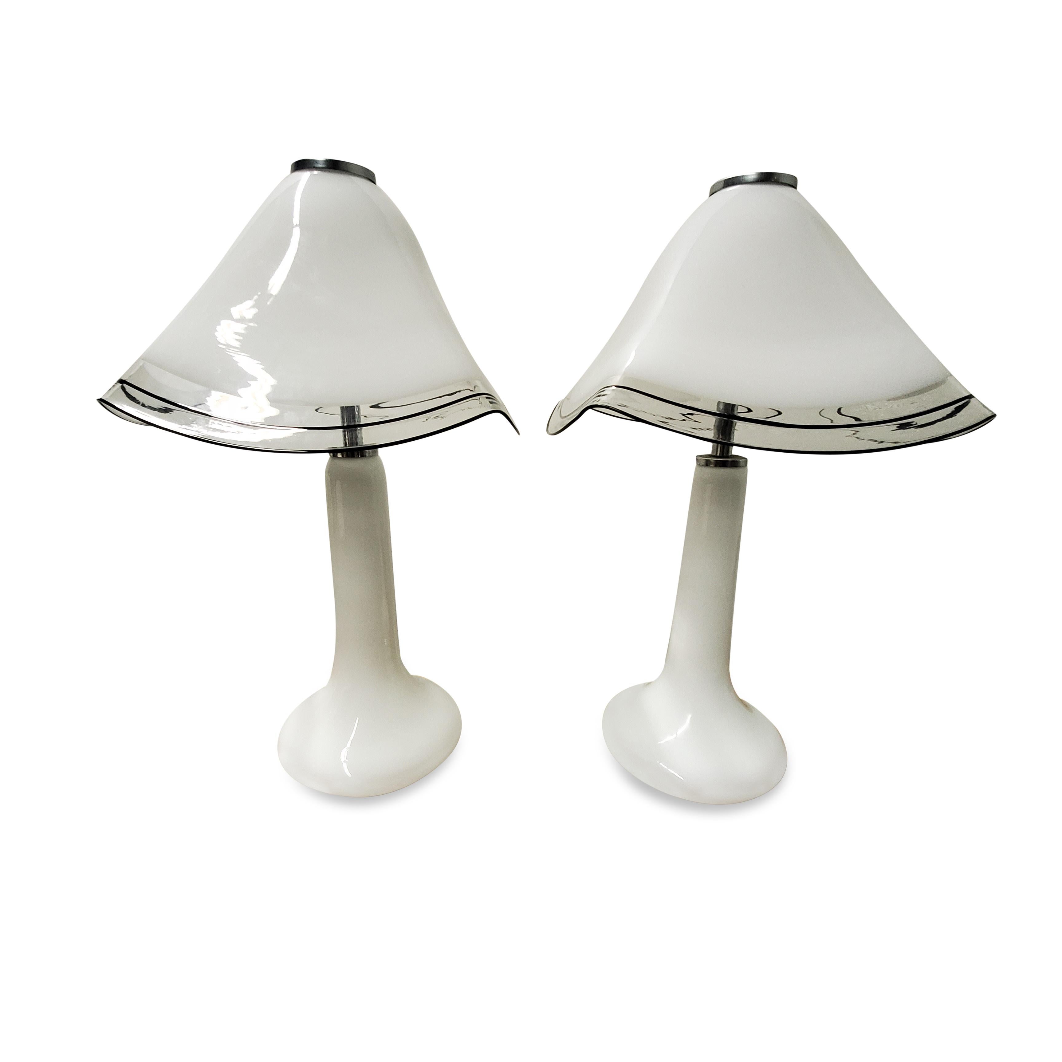 Pair of Lino Tagliapietra Attributed Italian Murano Table Lamps For Sale 3