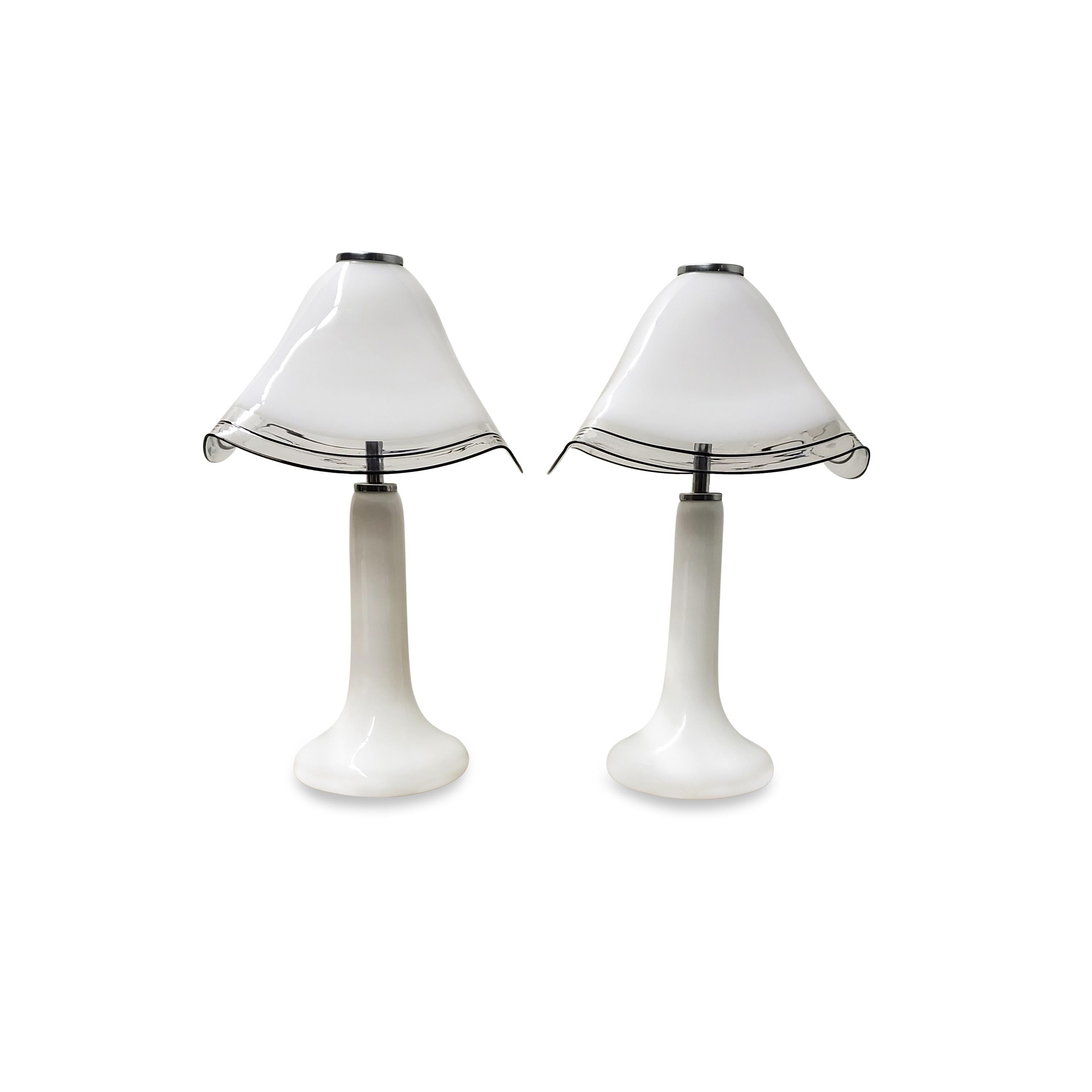 Pair of Lino Tagliapietra Attributed Italian Murano Table Lamps For Sale 4