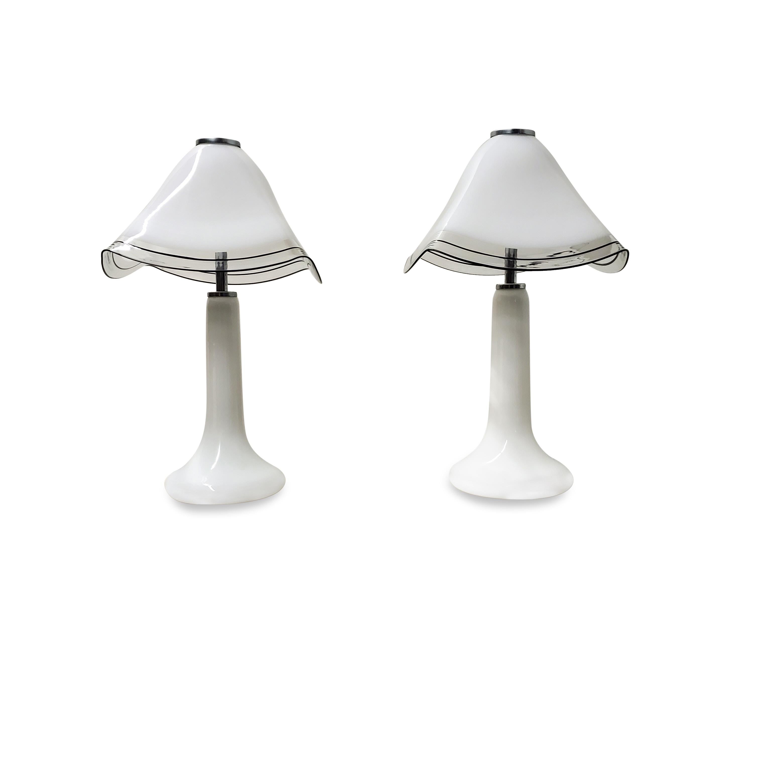 Pair of lino Tagliapietra attributed Italian murano table lamps.