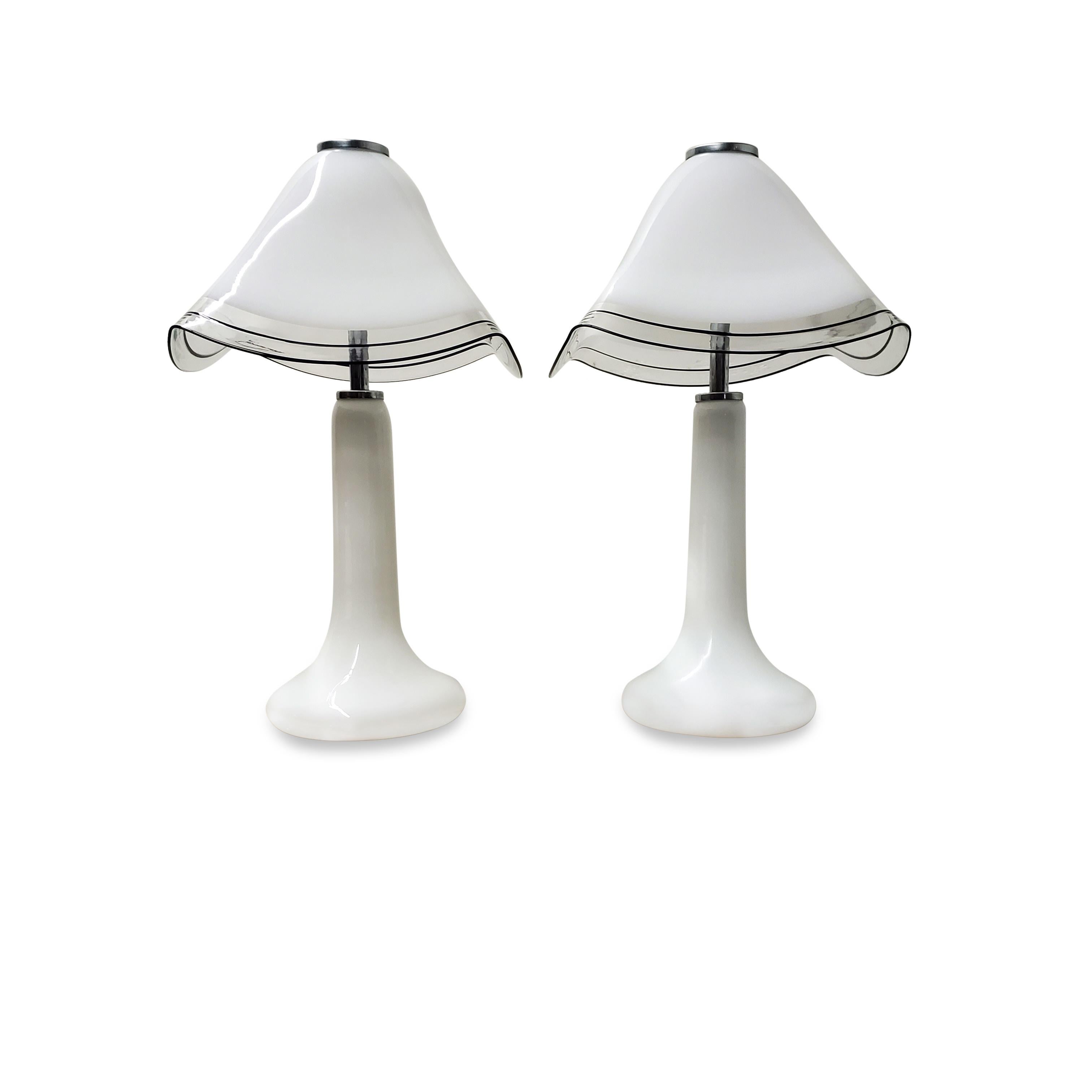 Mid-Century Modern Pair of Lino Tagliapietra Attributed Italian Murano Table Lamps For Sale