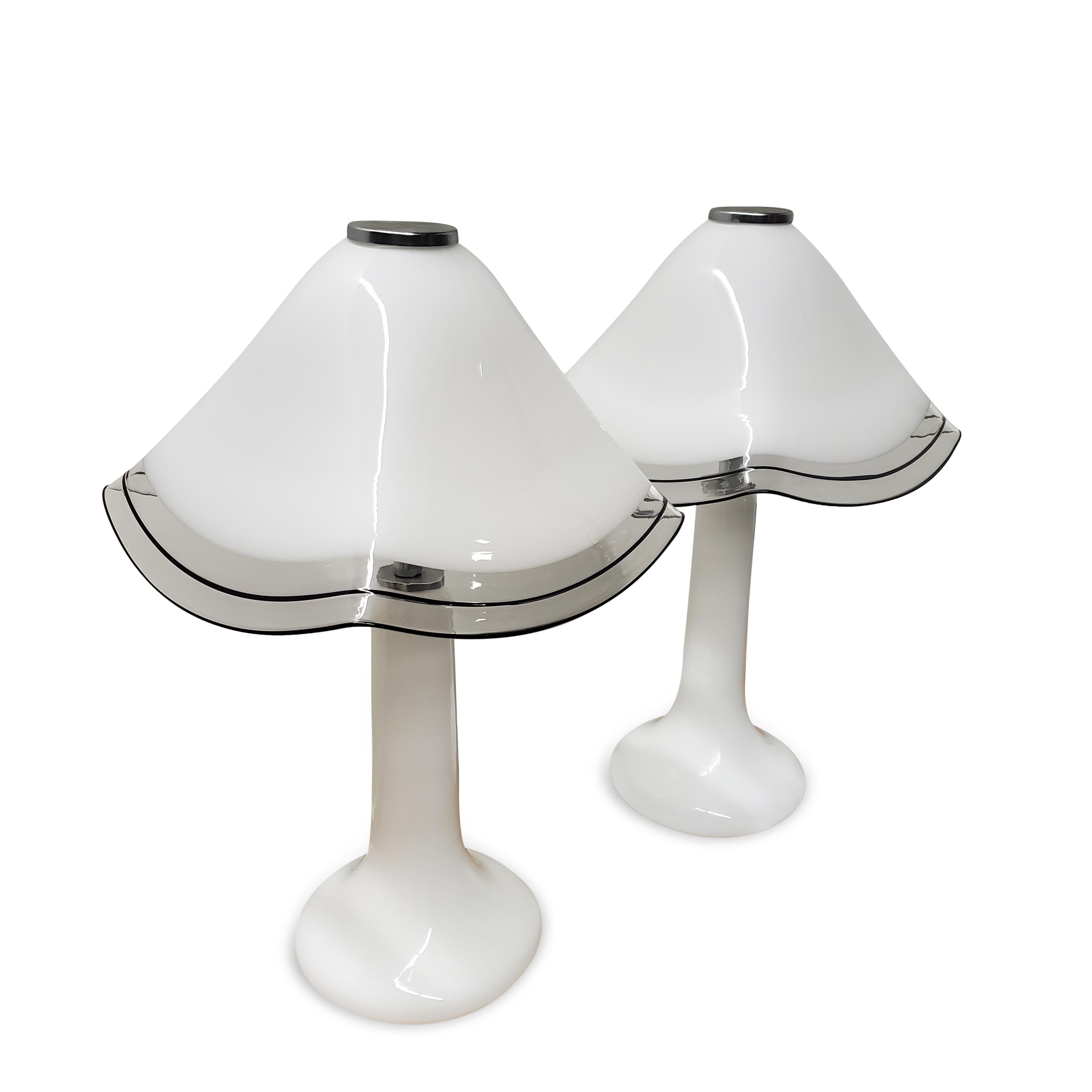 Pair of Lino Tagliapietra Attributed Italian Murano Table Lamps For Sale 1