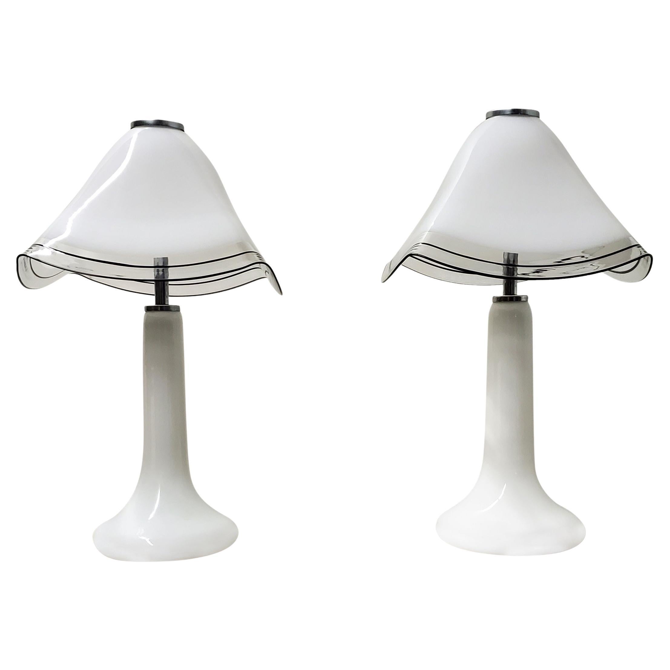 Pair of Lino Tagliapietra Attributed Italian Murano Table Lamps