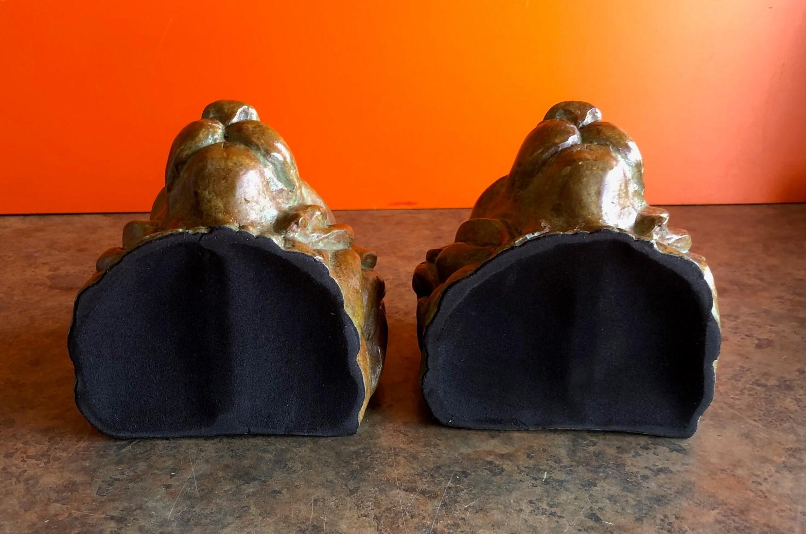 Pair of Lion Head Bookends in Bronze 1