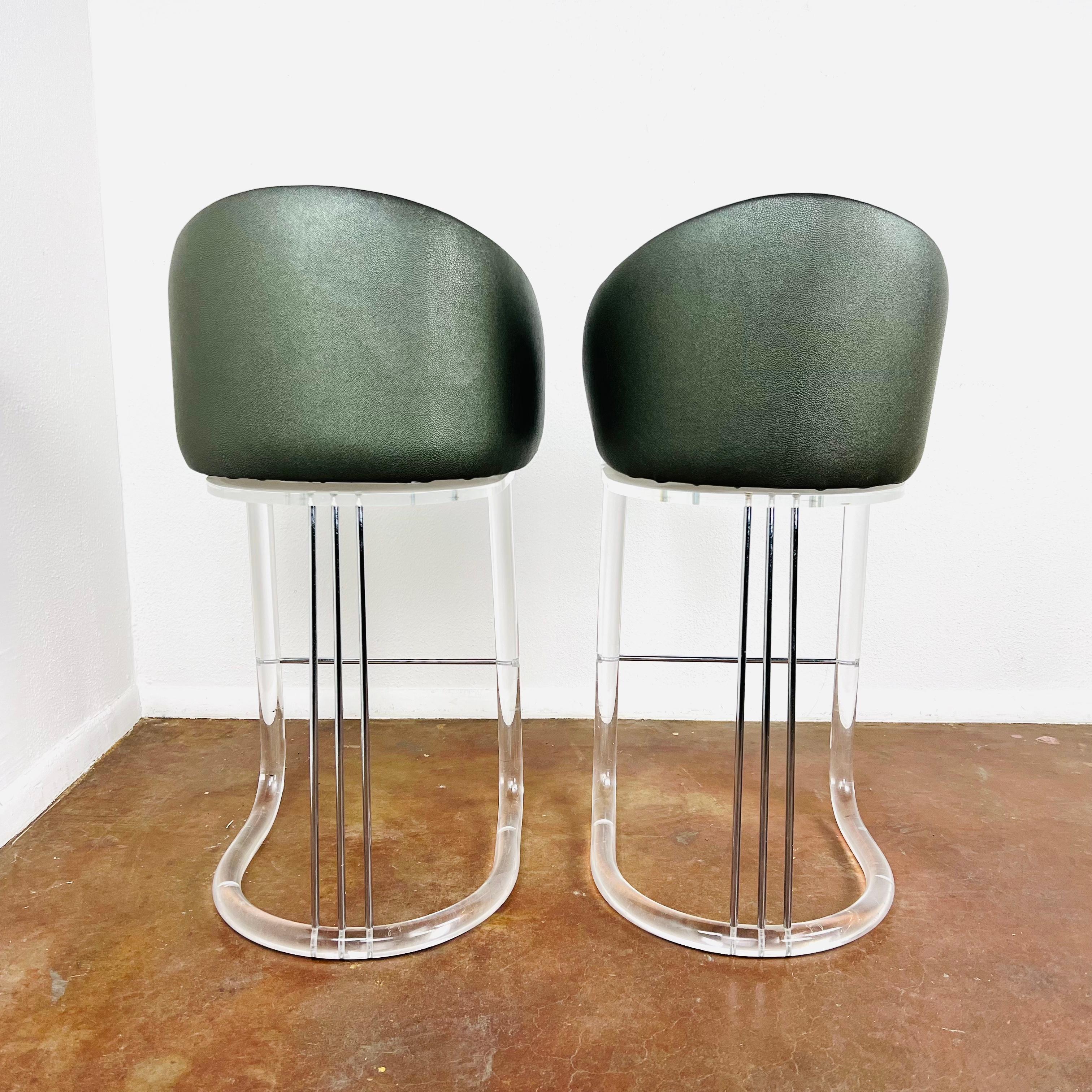 Pair of Lion in Frost Lucite Barstools 4