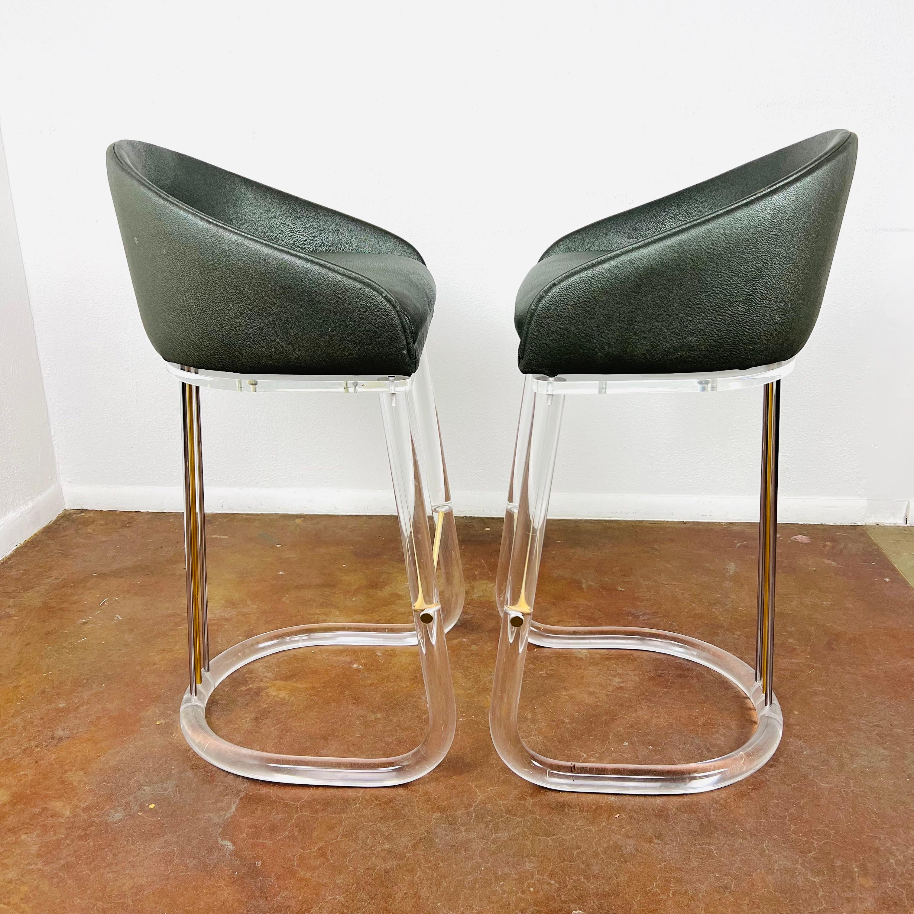 Pair of Lion in Frost Lucite Barstools 2