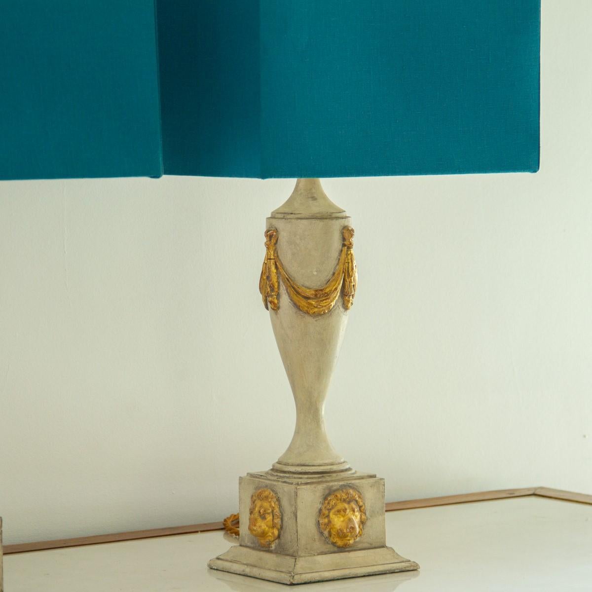 English Pair of Lion Mask Lamps, 1980s For Sale