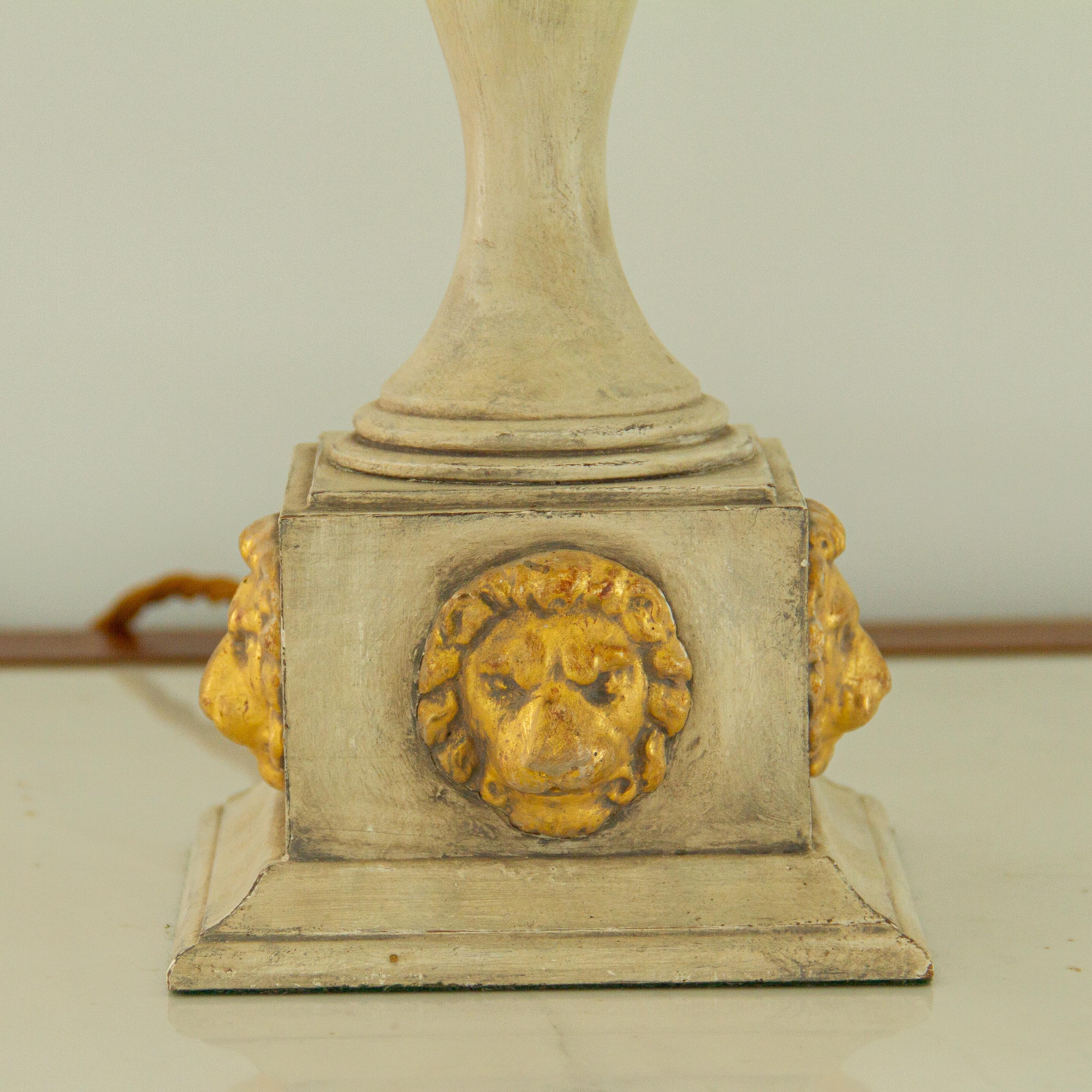 English Pair of Lion Mask Lamps, 1980s