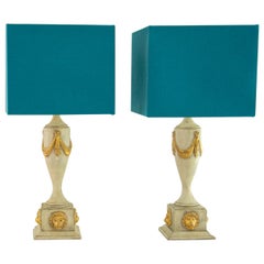 Pair of Lion Mask Lamps, 1980s