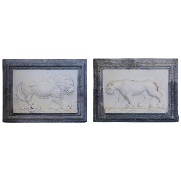 Pair of Lion Plaques at 1stdibs