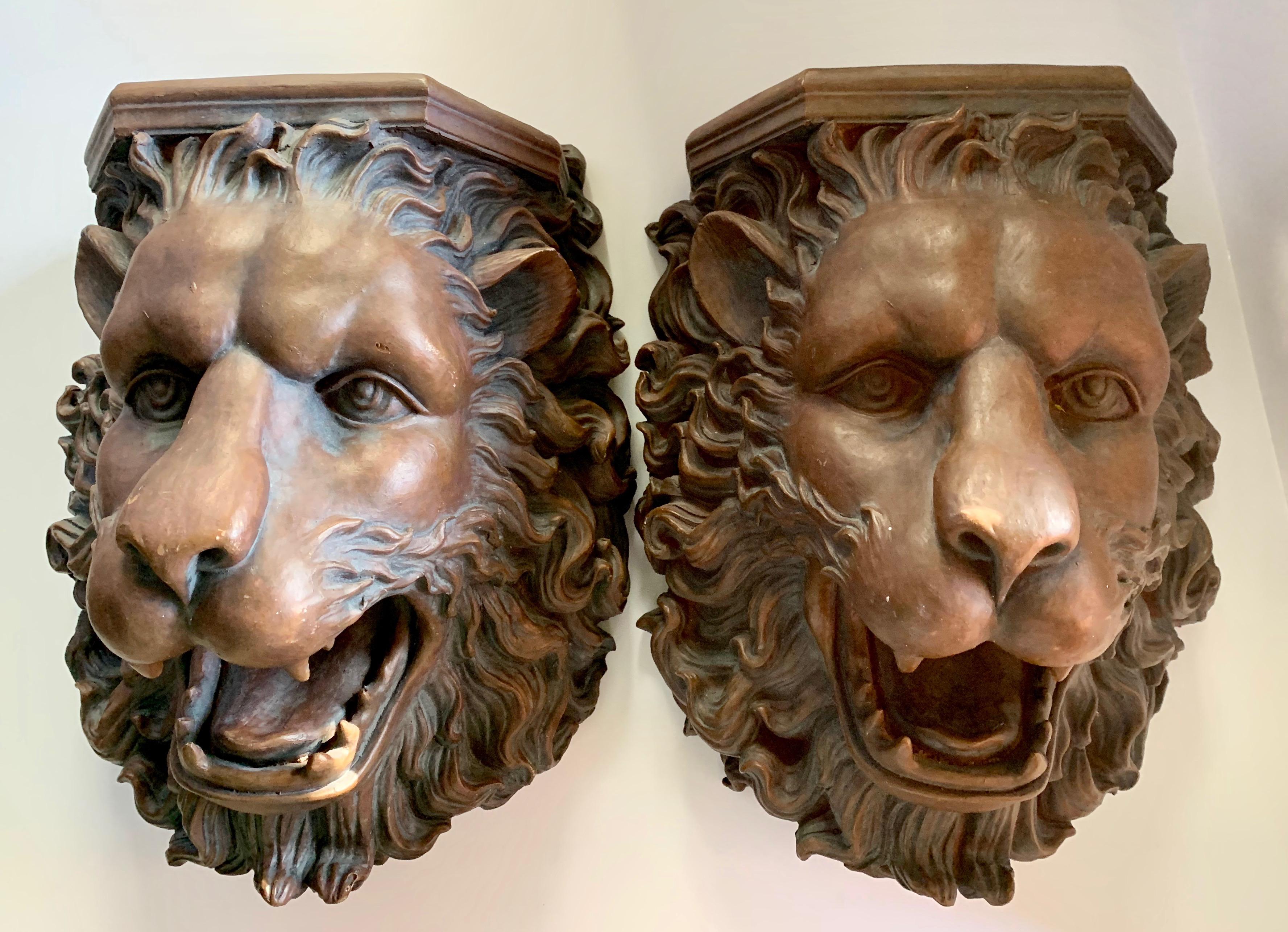 Pair of Lion Wall Shelves In Good Condition In Los Angeles, CA