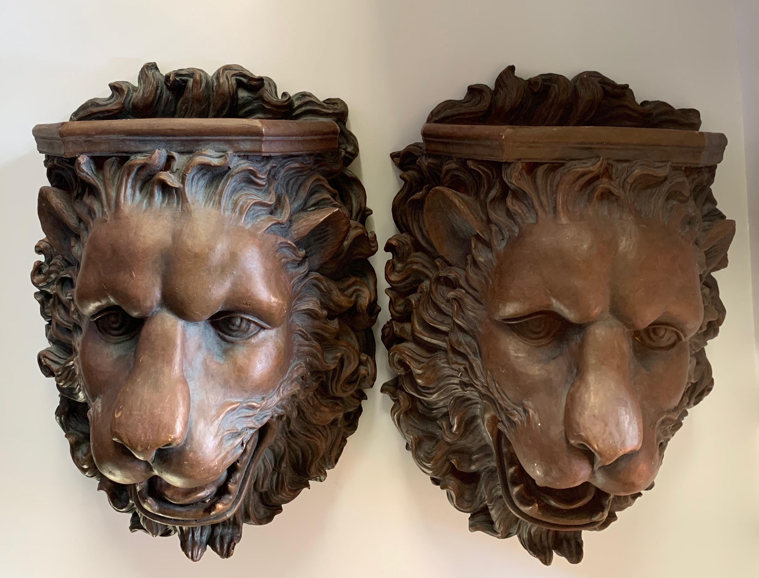 Pair of Lion Wall Shelves 1