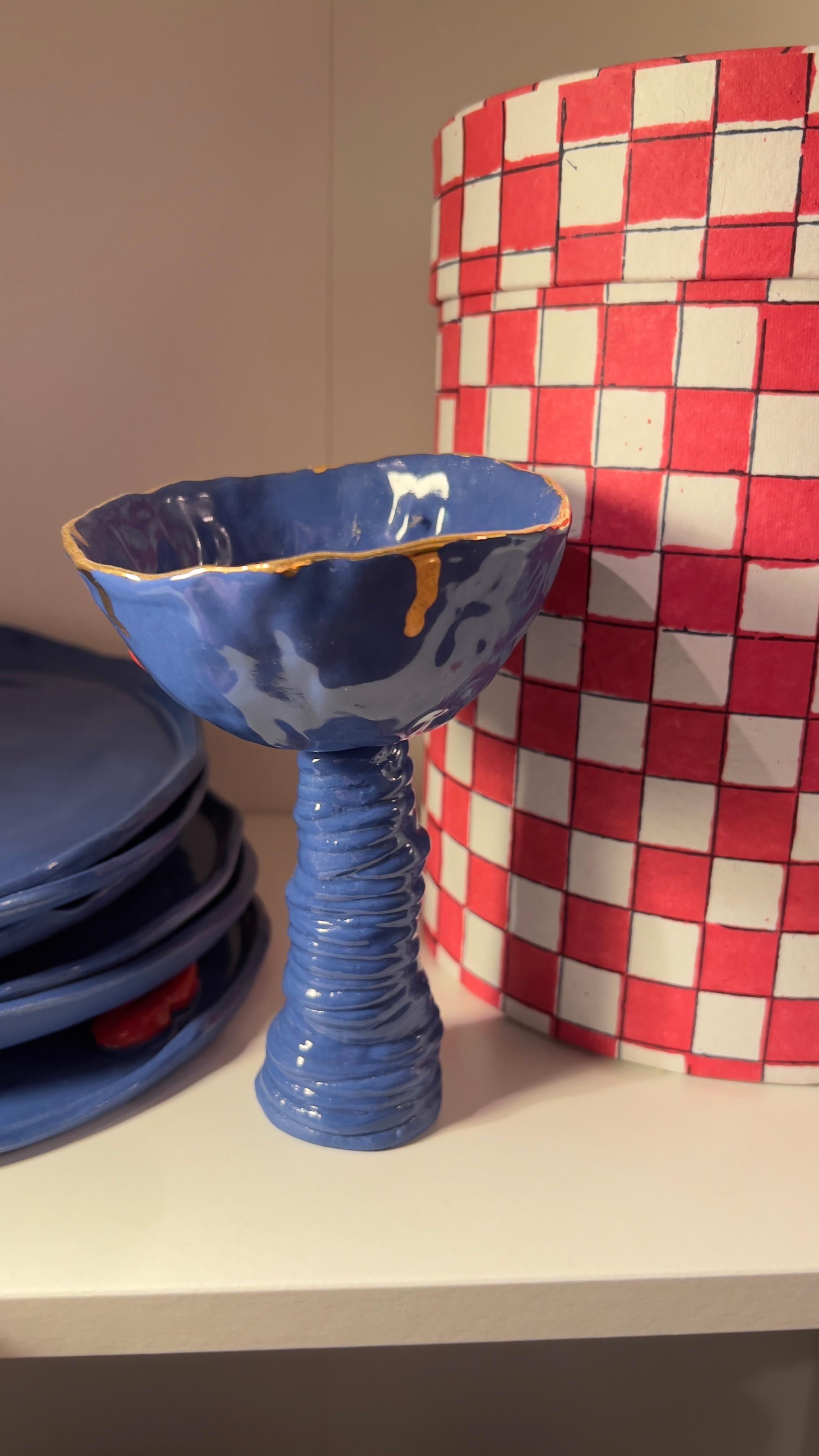 Bicchieri da vino in porcellana blu di Hania Jneid in vendita 8