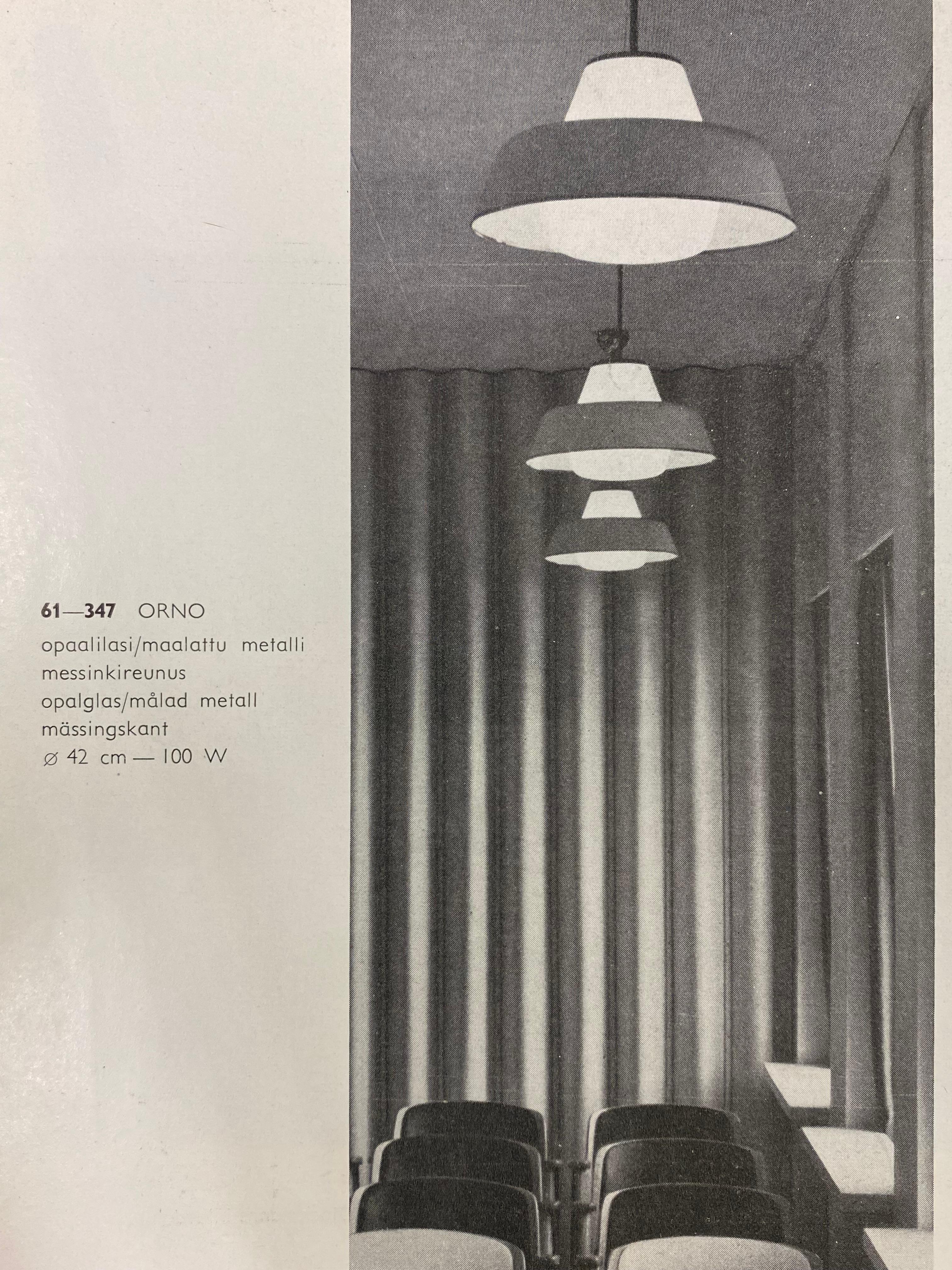 Pair Of Lisa Johansson-Papé Ceiling Pendants Model. 61-347, Orno 1950s For Sale 7