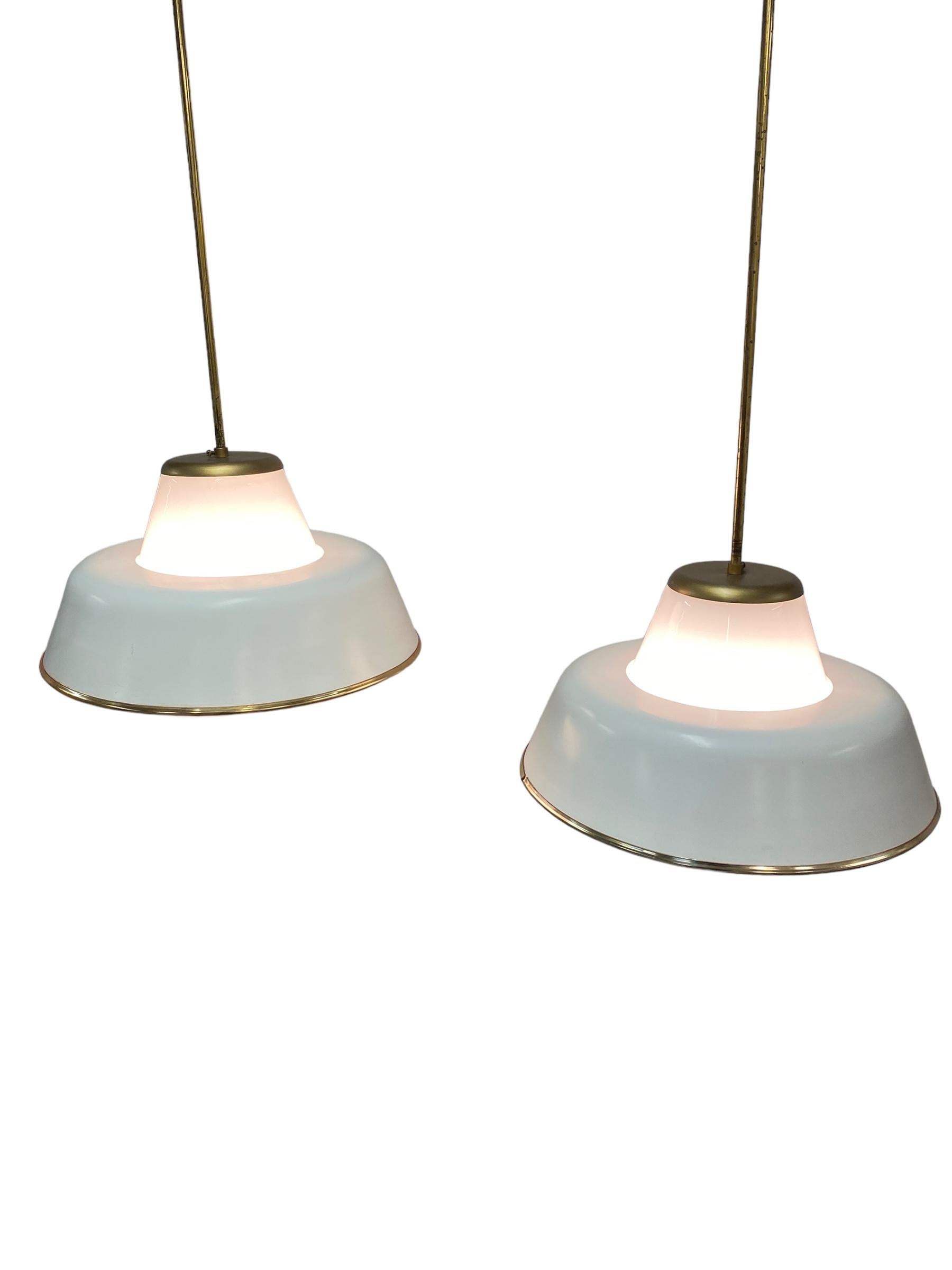Pair Of Lisa Johansson-Papé Ceiling Pendants Model. 61-347, Orno 1950s In Good Condition For Sale In Helsinki, FI