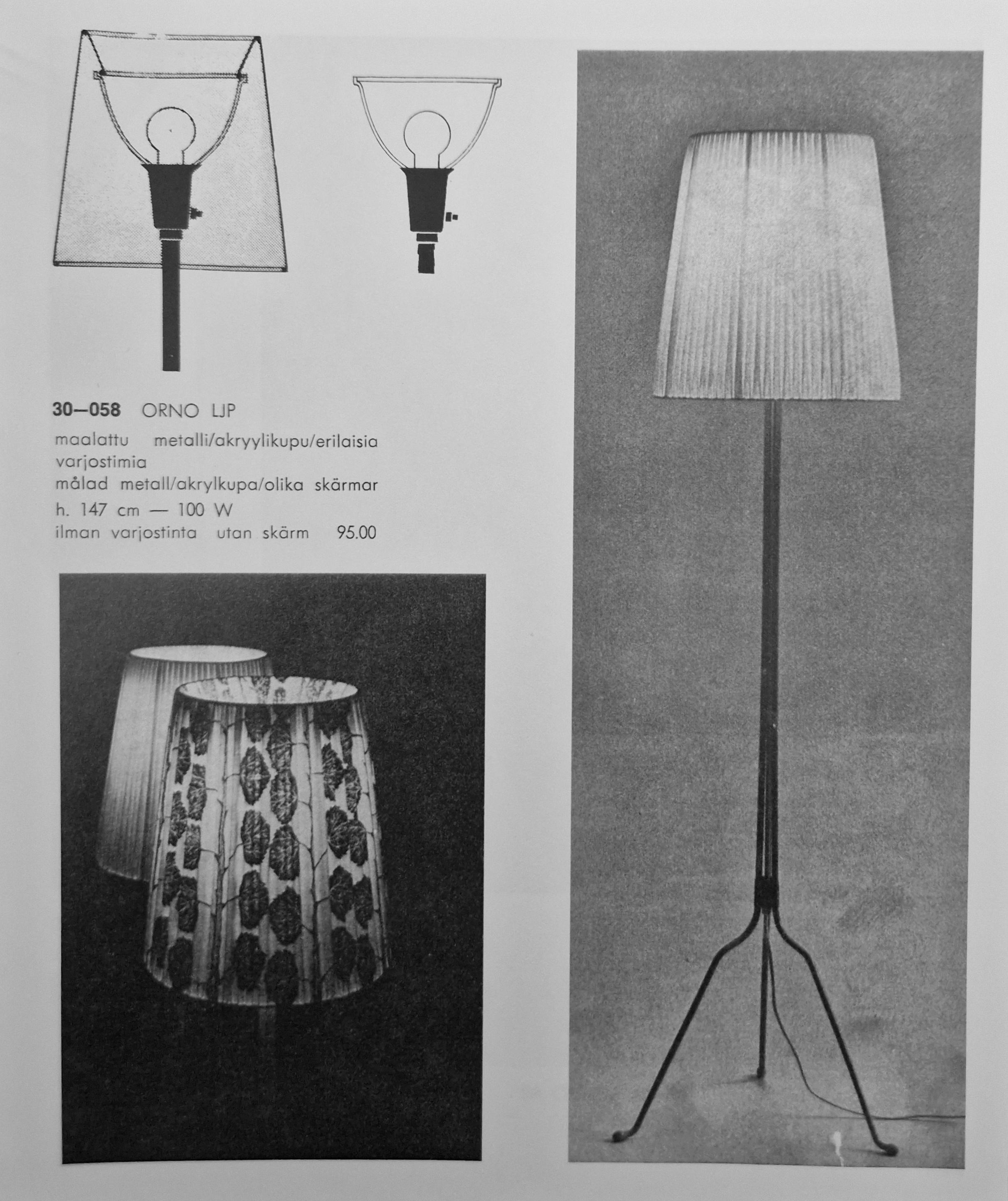 Pair of Lisa Johansson-Papé floor lamps for Orno, model 30-058, 1950s For Sale 5