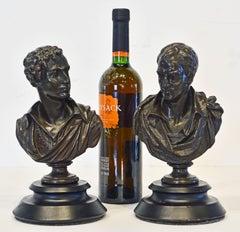 Pair of Literary Bronze Busts of Lord Byron and Sir Walter Scott by E. Hiolle