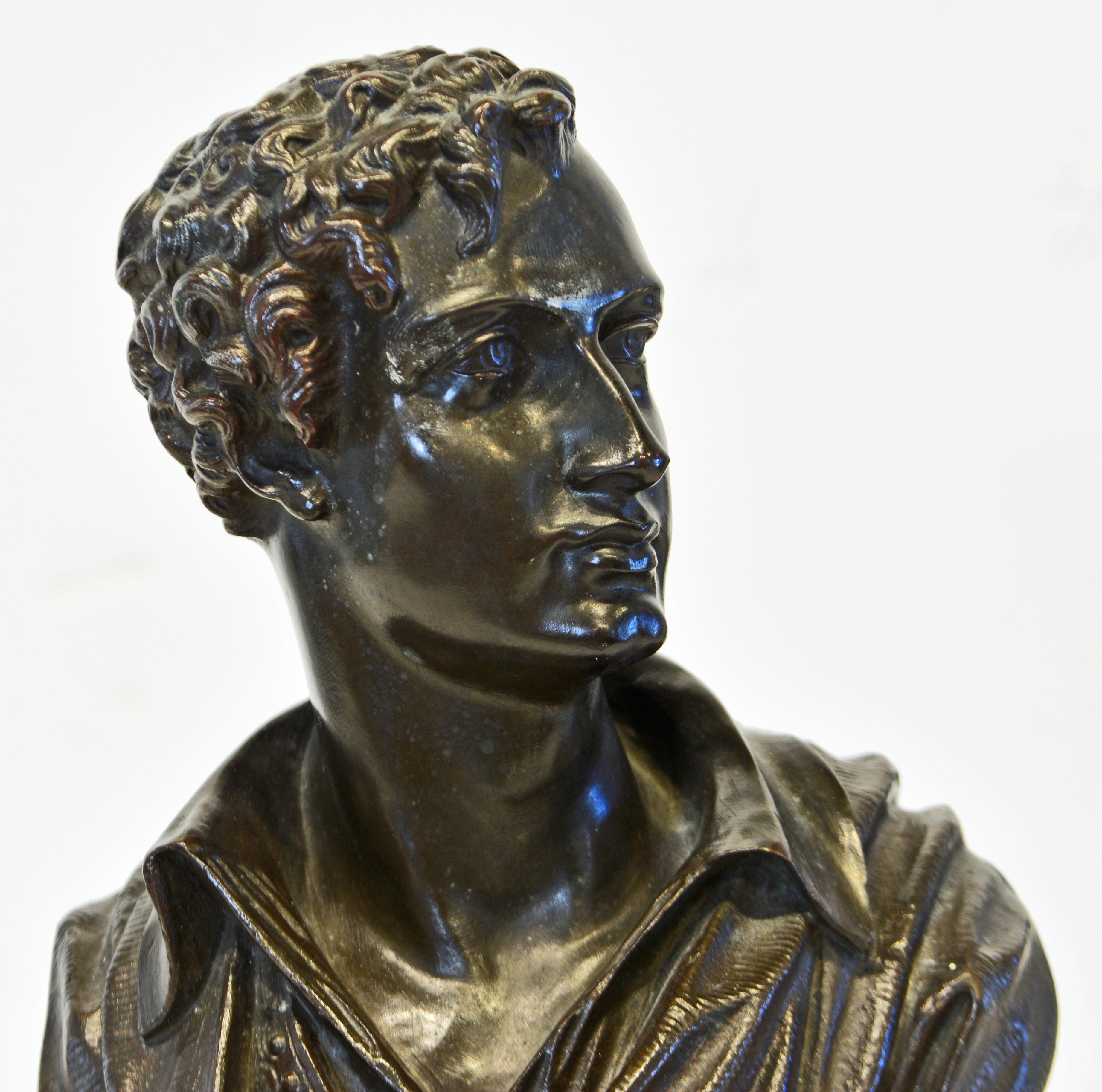Pair of Literary Bronze Busts of Lord Byron and Sir Walter Scott by E. Hiolle 2