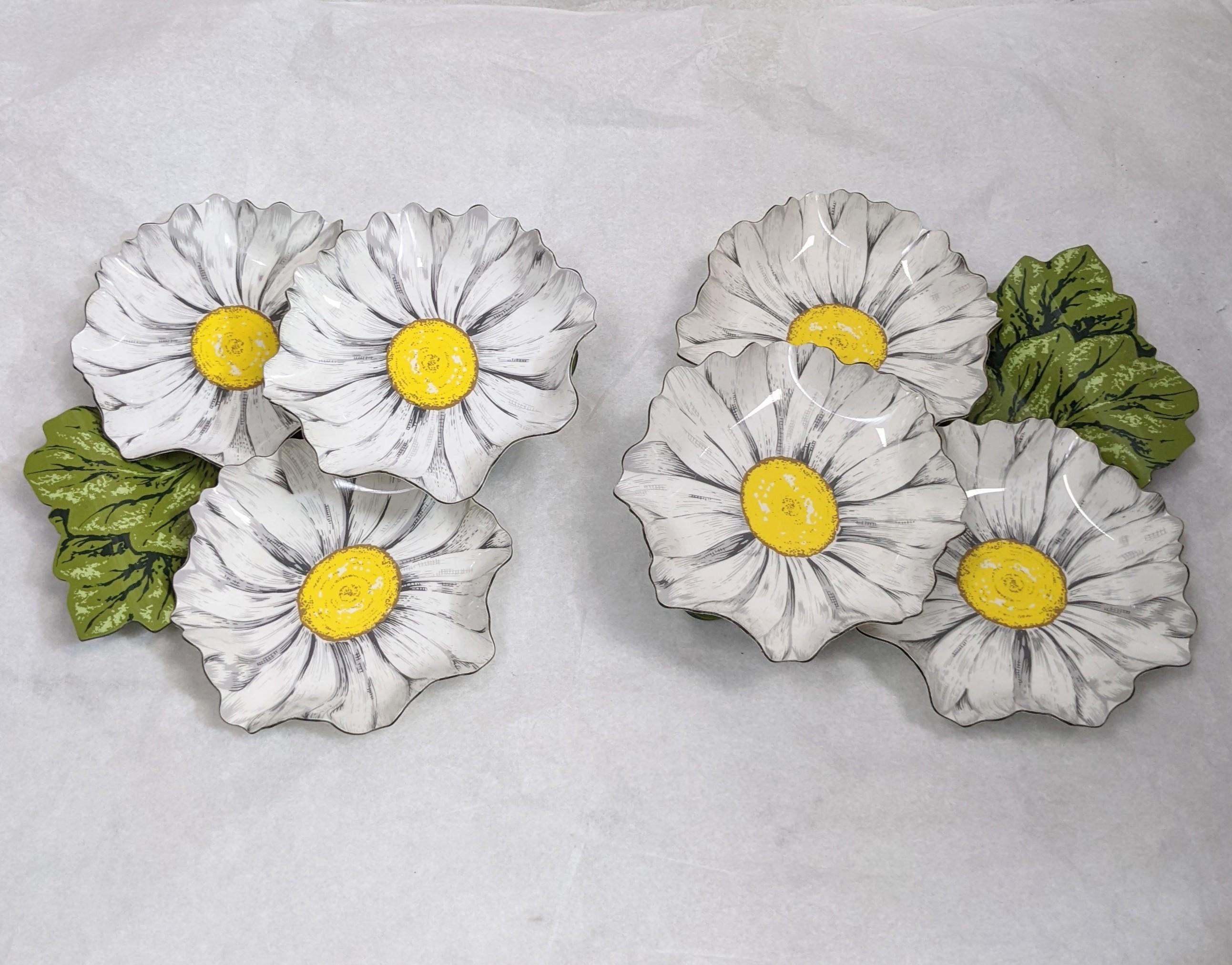Pair of Lithographed Lucite Daisy Servers  In Good Condition In Riverdale, NY