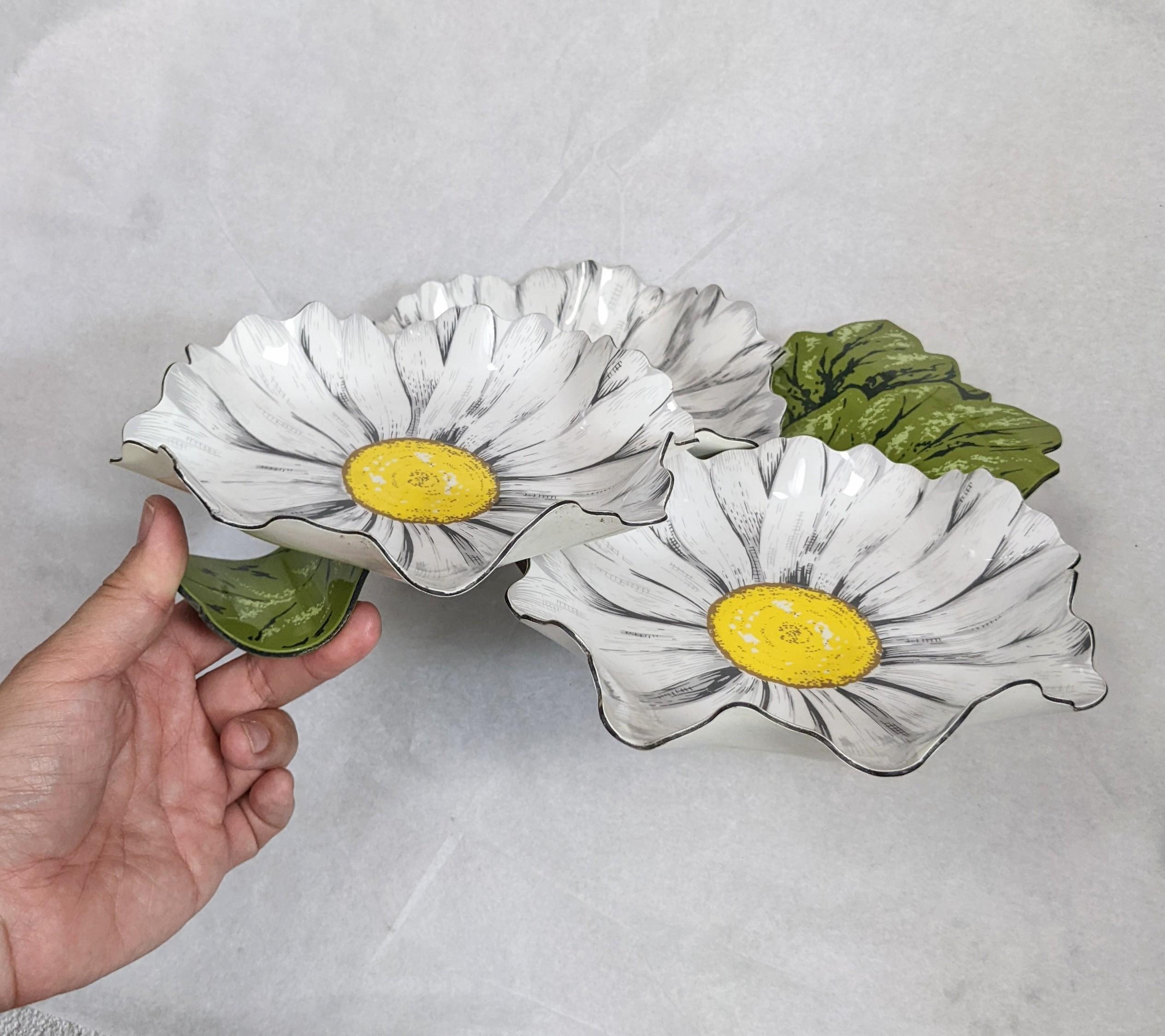 Pair of Lithographed Lucite Daisy Servers  1