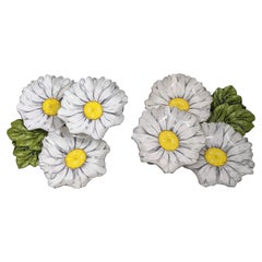 Vintage Pair of Lithographed Lucite Daisy Servers