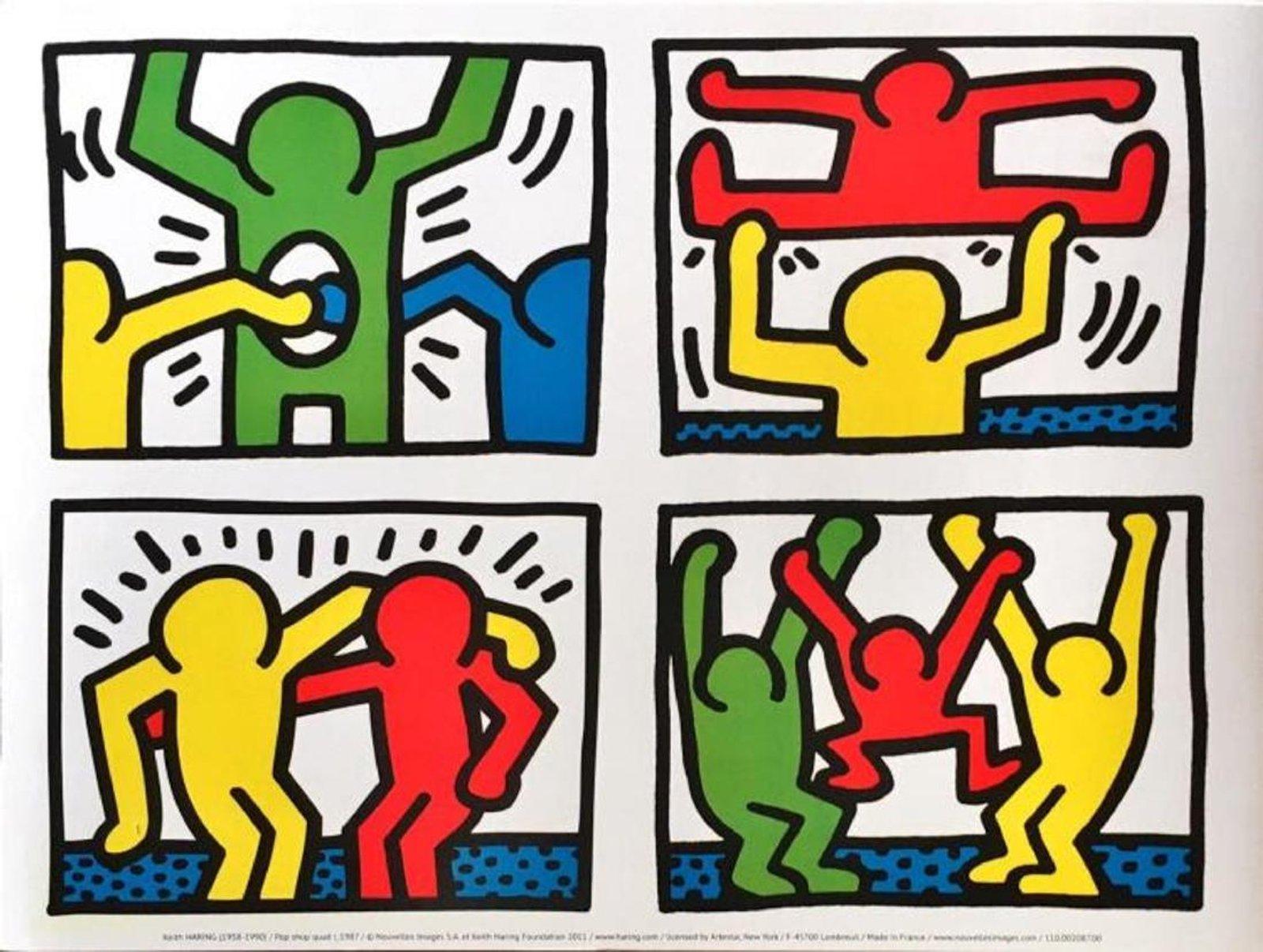 Two pristine lithographs after original screenprints by Keith Haring (May 4, 1958-Feb. 16, 1990). Bridging the gap between the art world and the street, Keith Haring rose to prominence in the early 1980s with his graffiti drawings made in the